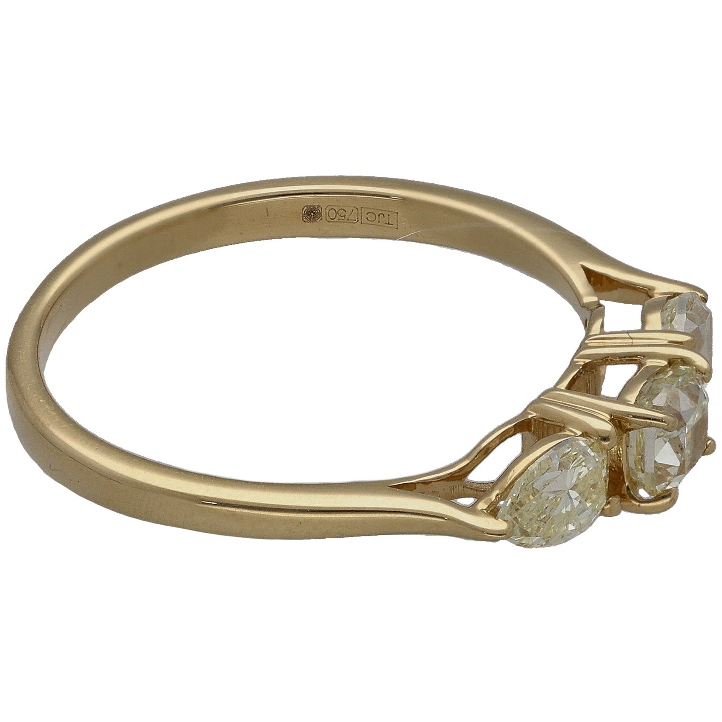 14ct Gold 0.75ct Diamond Trilogy Ring Size O