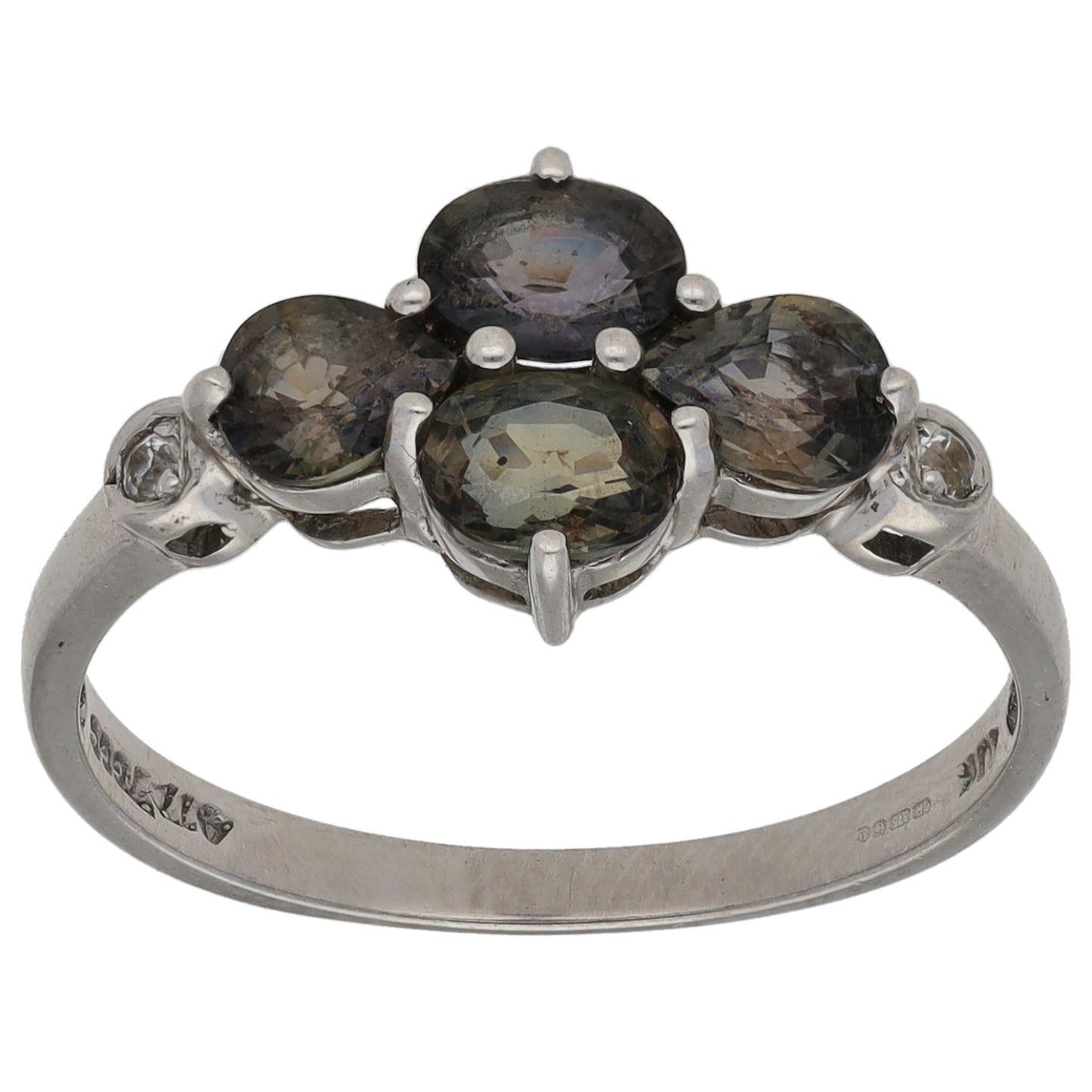 9ct White Gold Sapphire & Imitation Dress/Cocktail Ring Size O