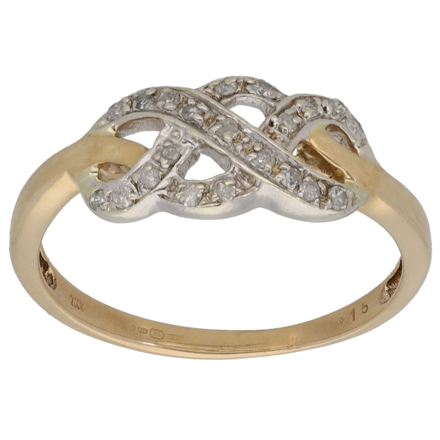 9ct Gold 0.15ct Diamond Dress/Cocktail Ring Size P