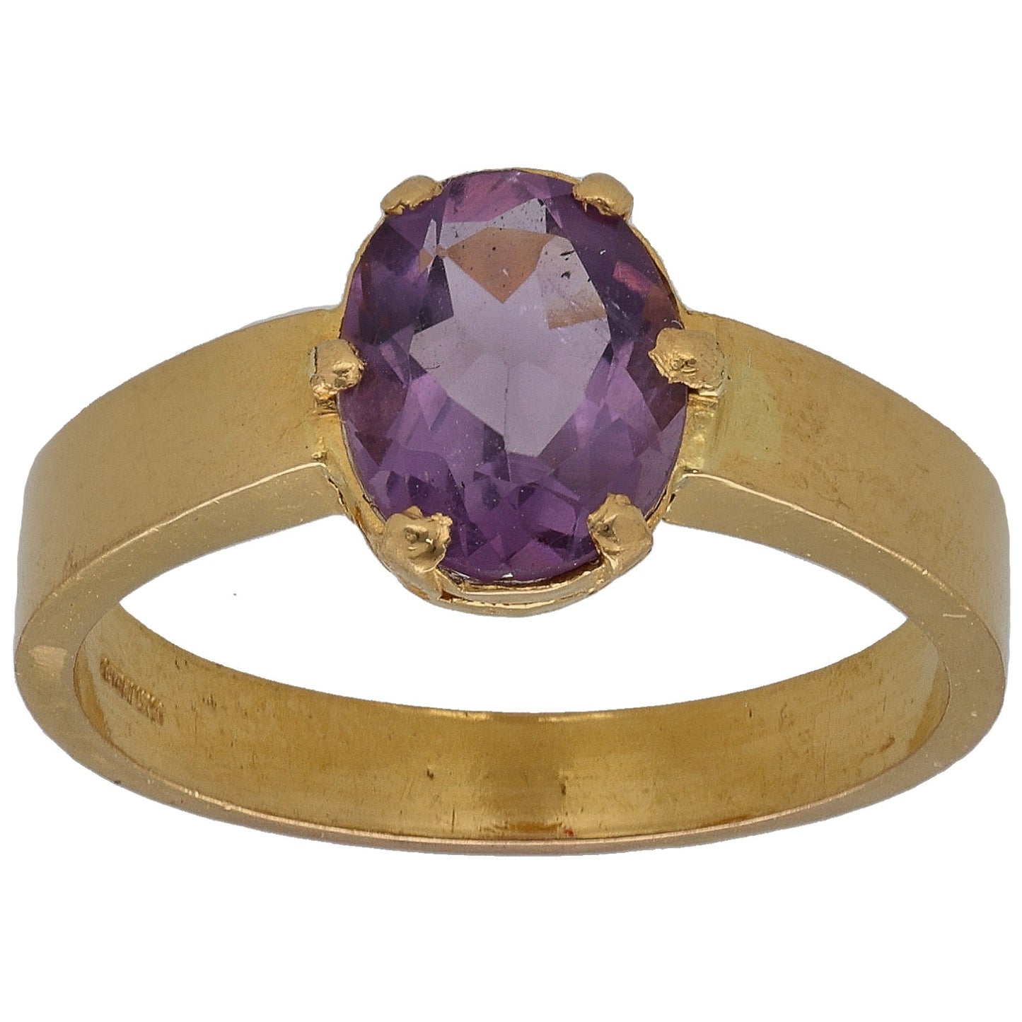 22ct Gold Amethyst Single Stone Ring Size M