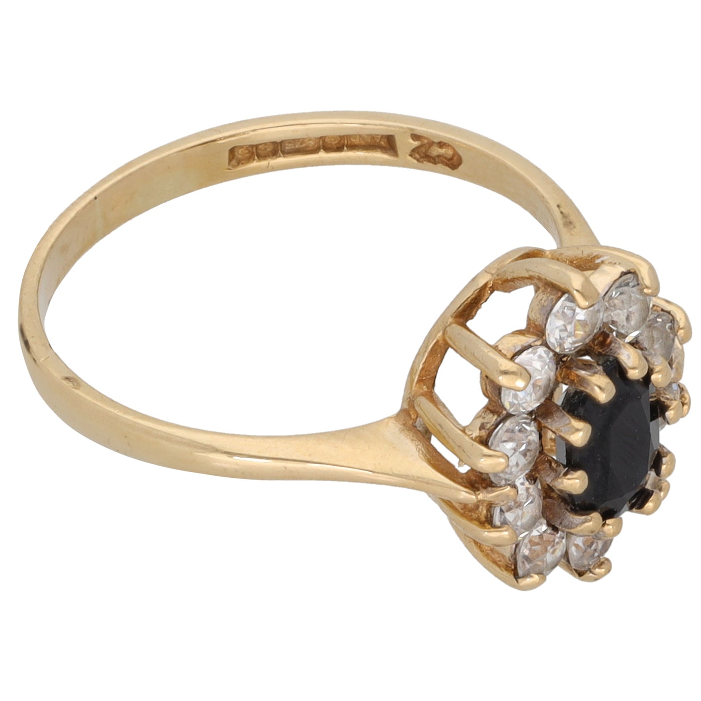 9ct Gold Sapphire & Cubic Zirconia Dress/Cocktail Ring Size K