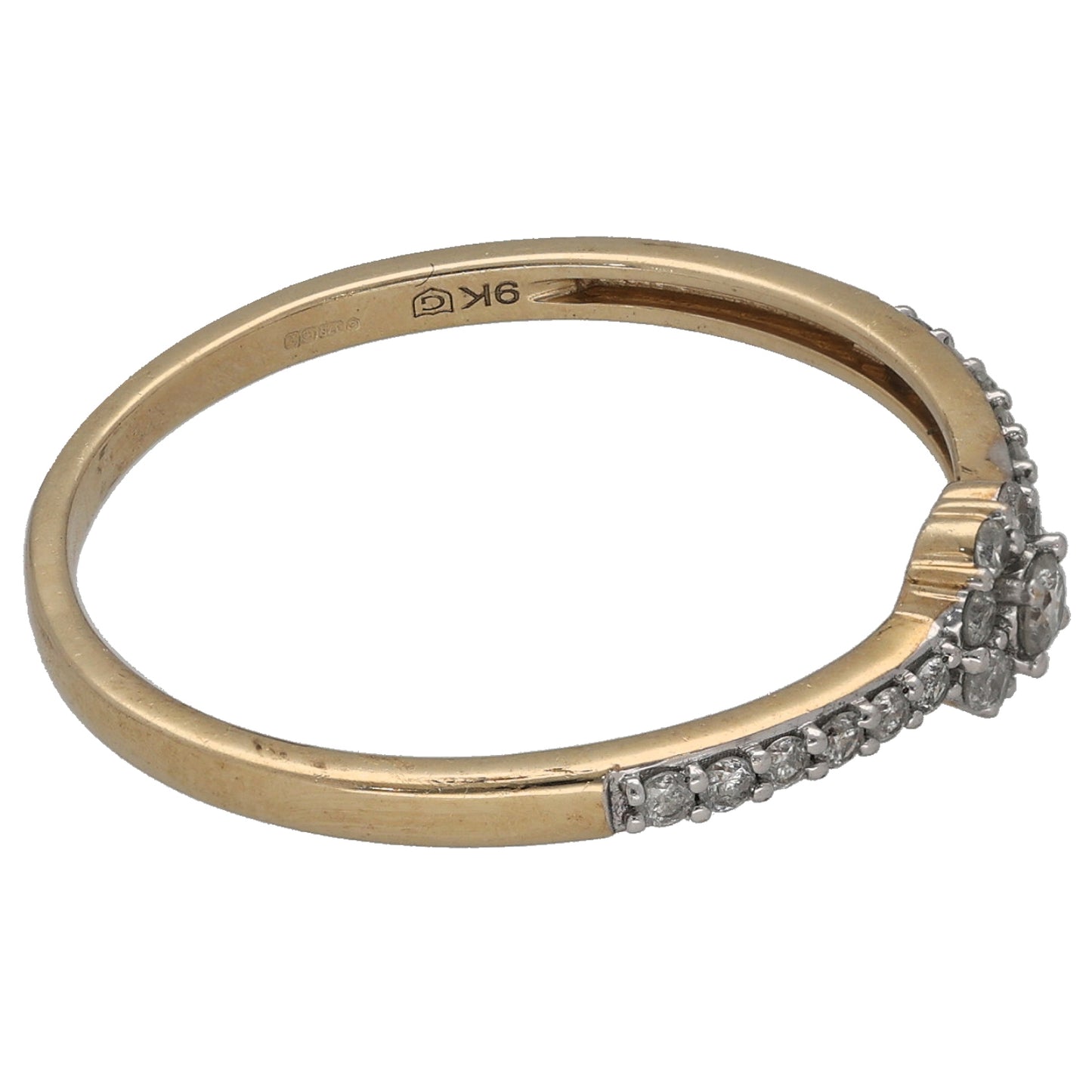 9ct Gold 0.19ct Diamond Cluster Ring Size U