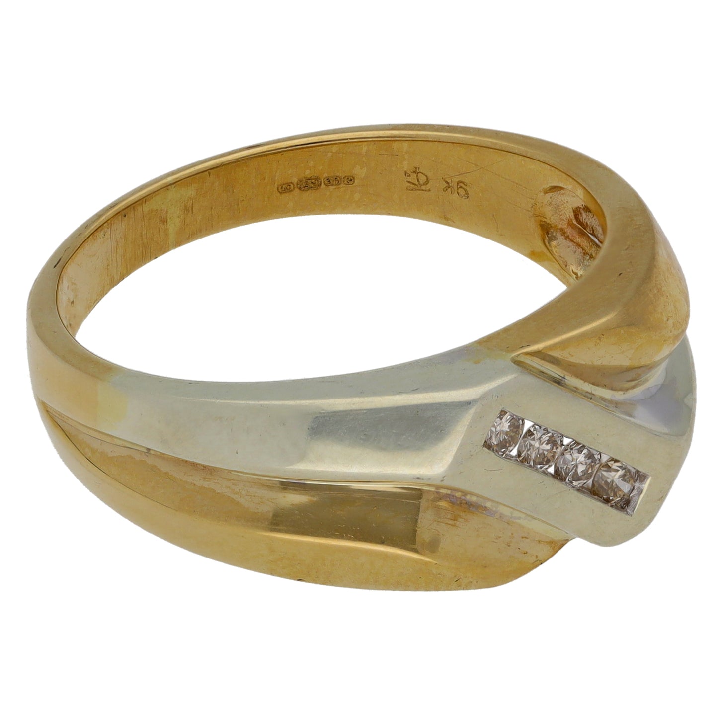 9ct Bicolour Gold 0.12ct Diamond Alternative Ring Size X