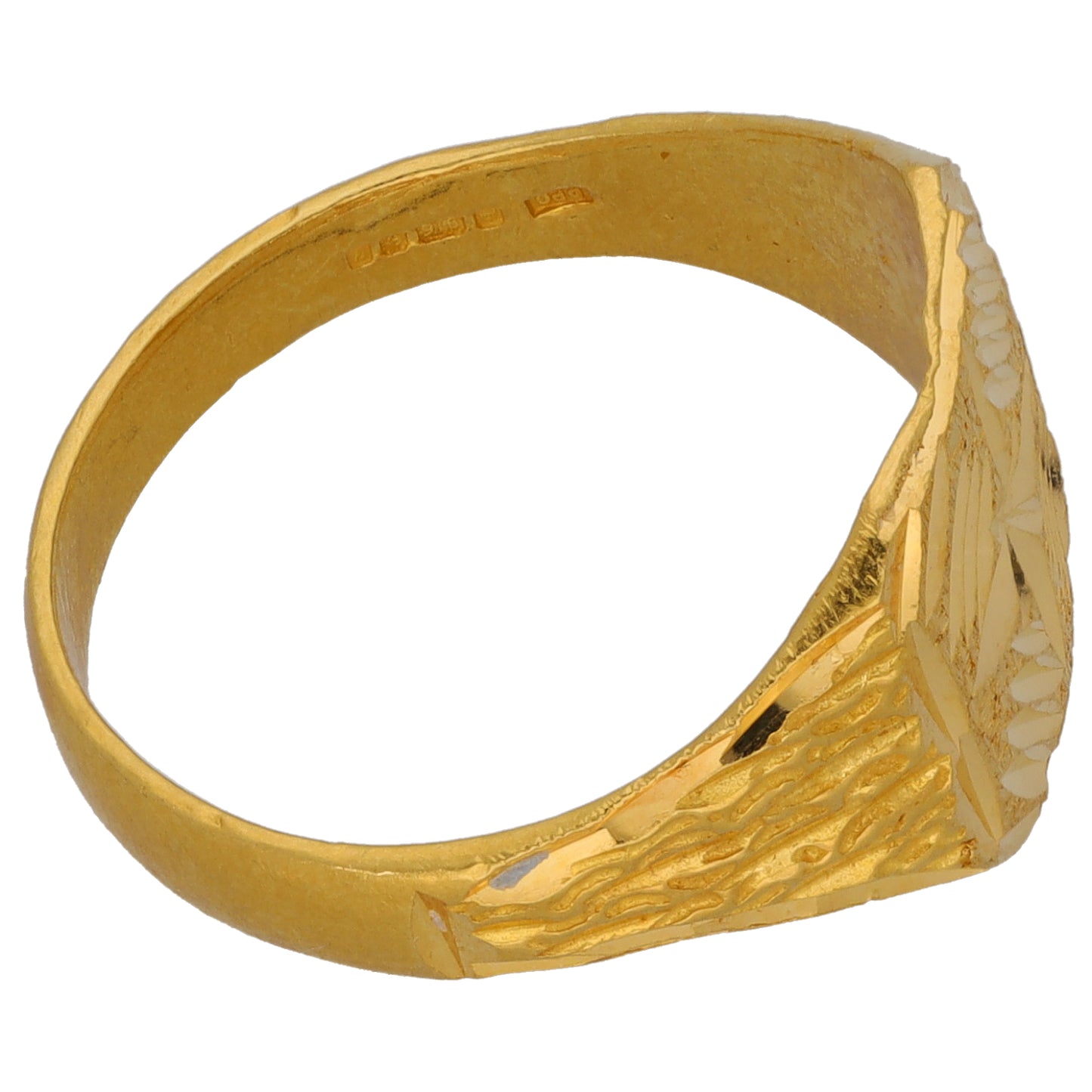 22ct Gold Patterned Signet Ring Size R