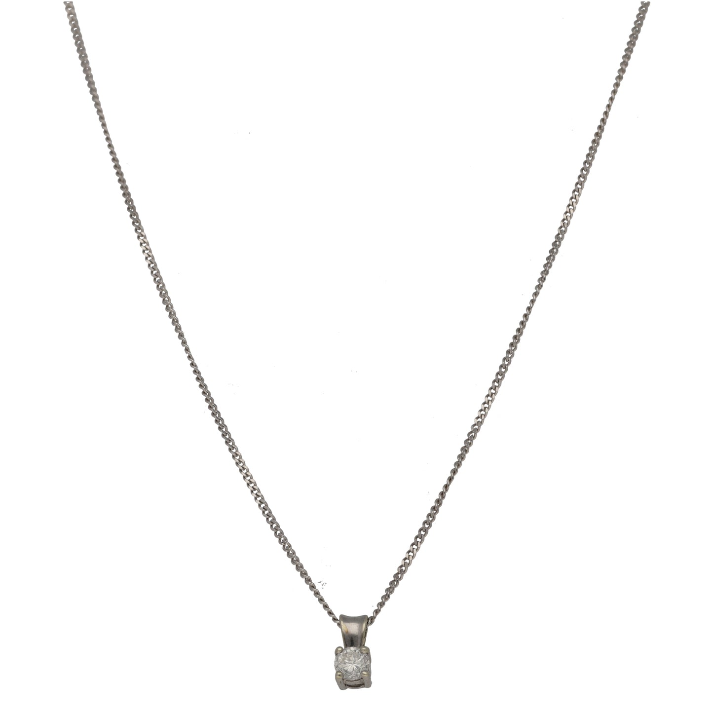 9ct White Gold 0.20ct Diamond Solitaire Pendant With Chain