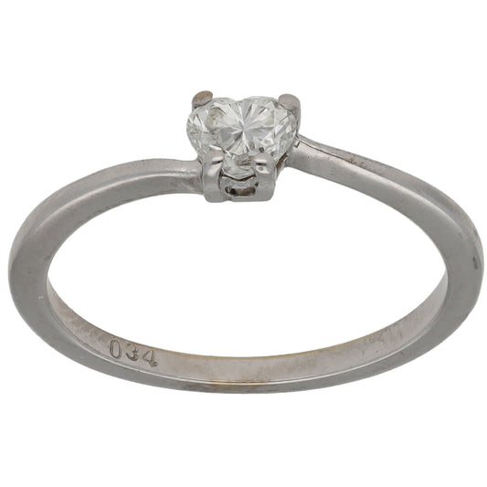 18ct White Gold 0.34ct Diamond Solitaire Ring Size N