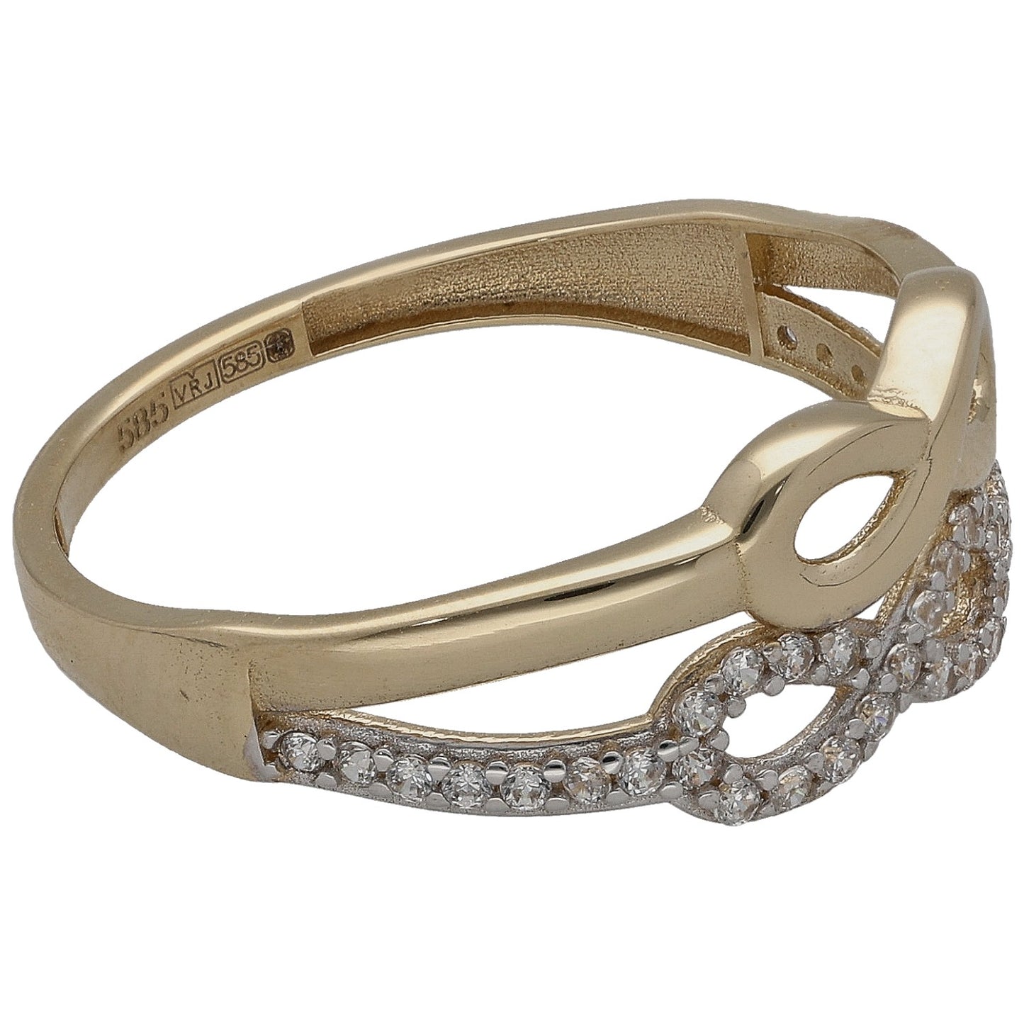 New 14ct Gold Cubic Zirconia Double Infinity Ring Size R
