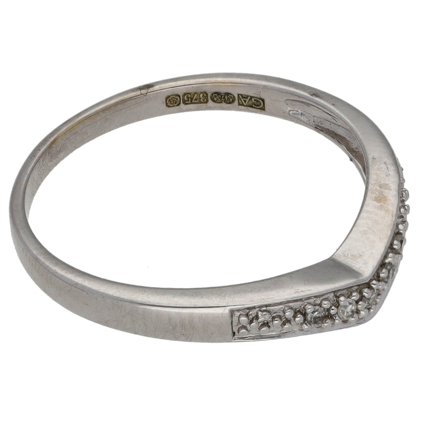 9ct White Gold 0.025ct Diamond Wishbone Ring Size O