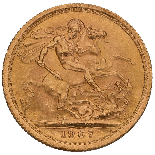 22ct Gold Queen Elizabeth II Full Sovereign Coin 1967