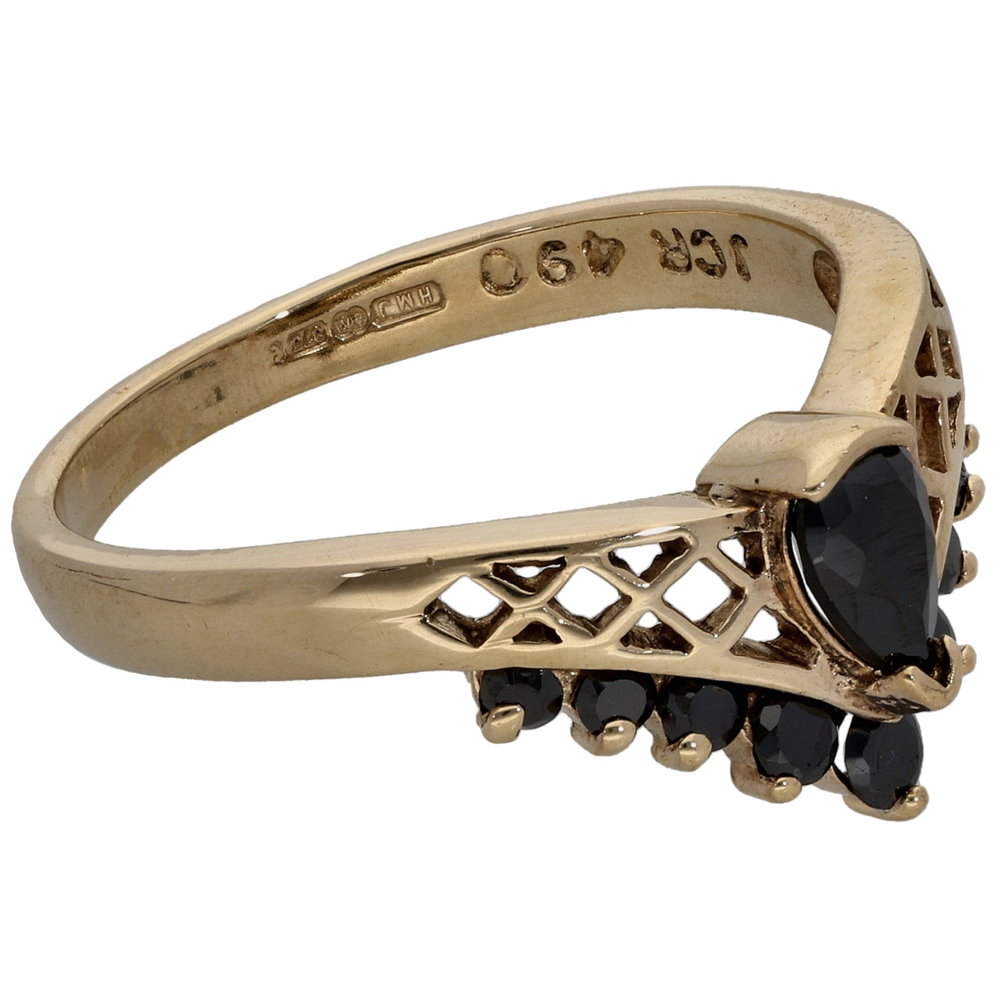 9ct Gold Imitation Wishbone Ring Size P