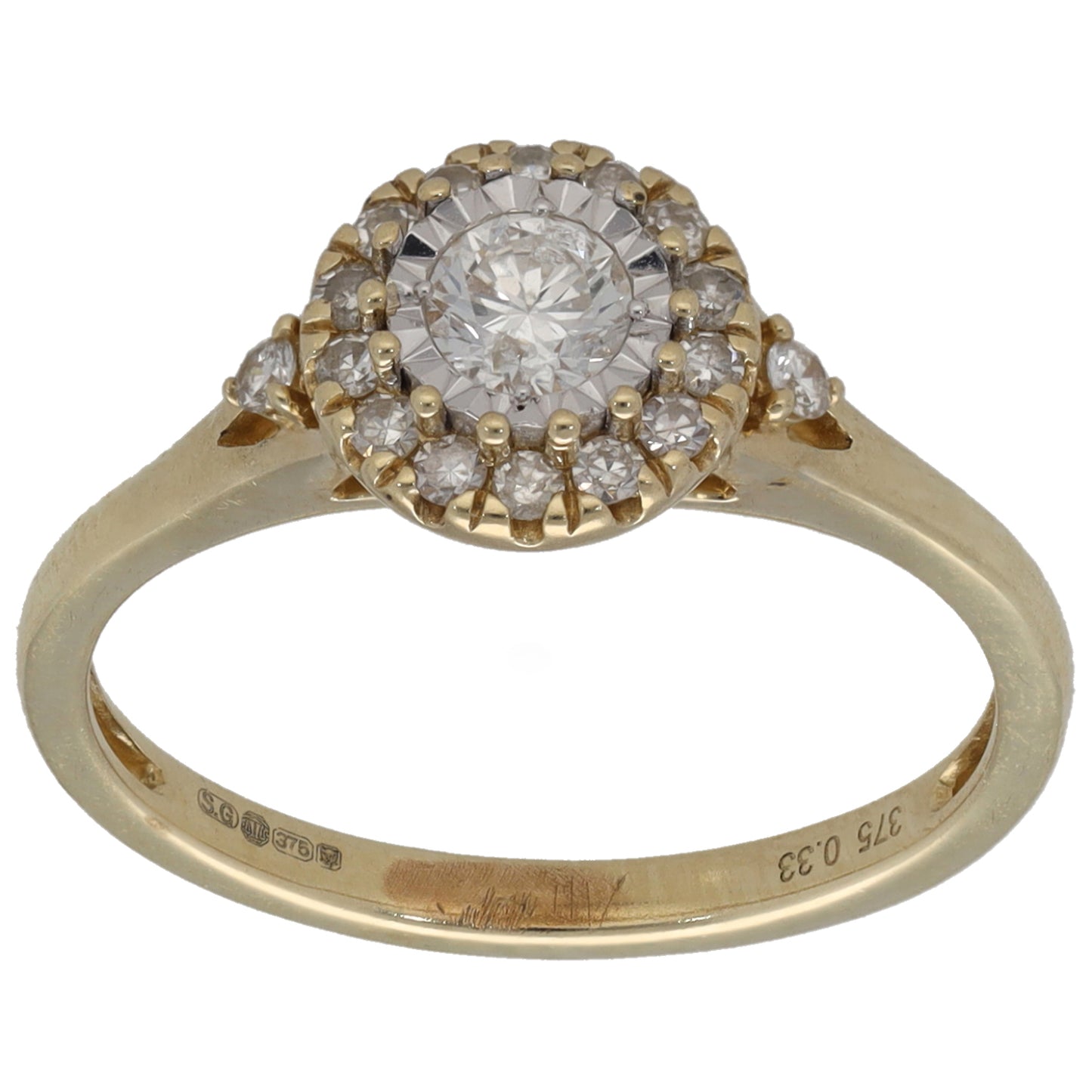 9ct Gold 0.15ct Diamond Cluster Ring Size L