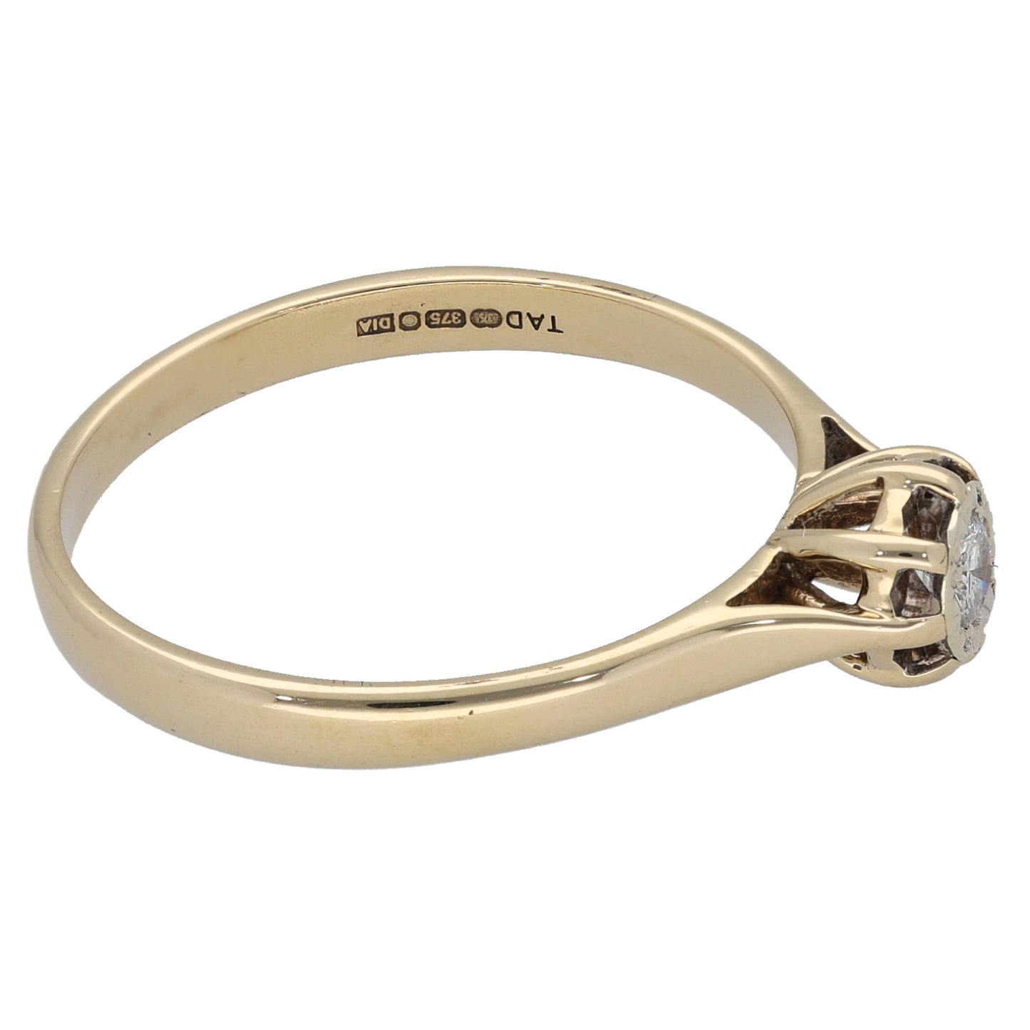 9ct Gold 0.10ct Diamond Solitaire Ring Size R