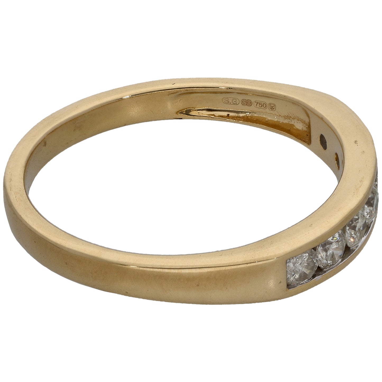 18ct Gold 0.50ct Diamond Half Eternity Ring Size T