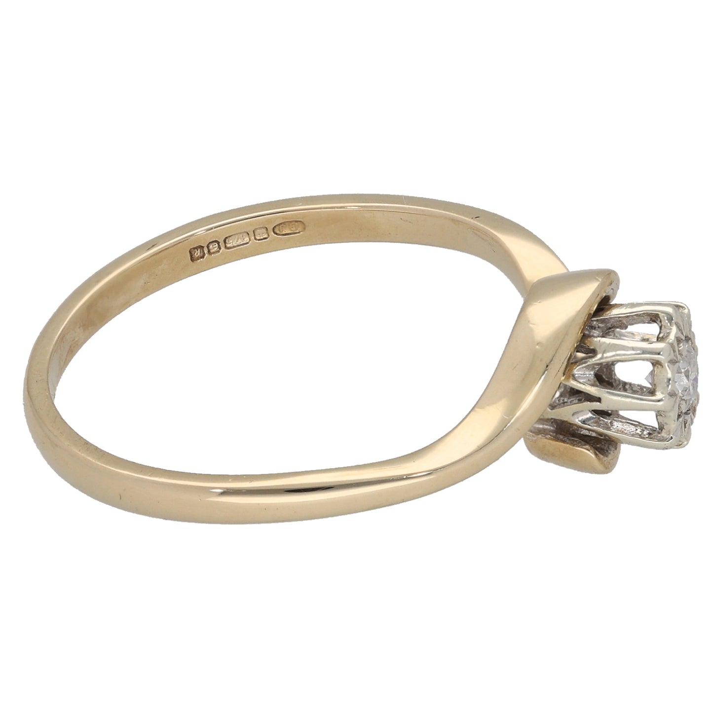 9ct Gold 0.07ct Diamond Solitaire Ring Size Q