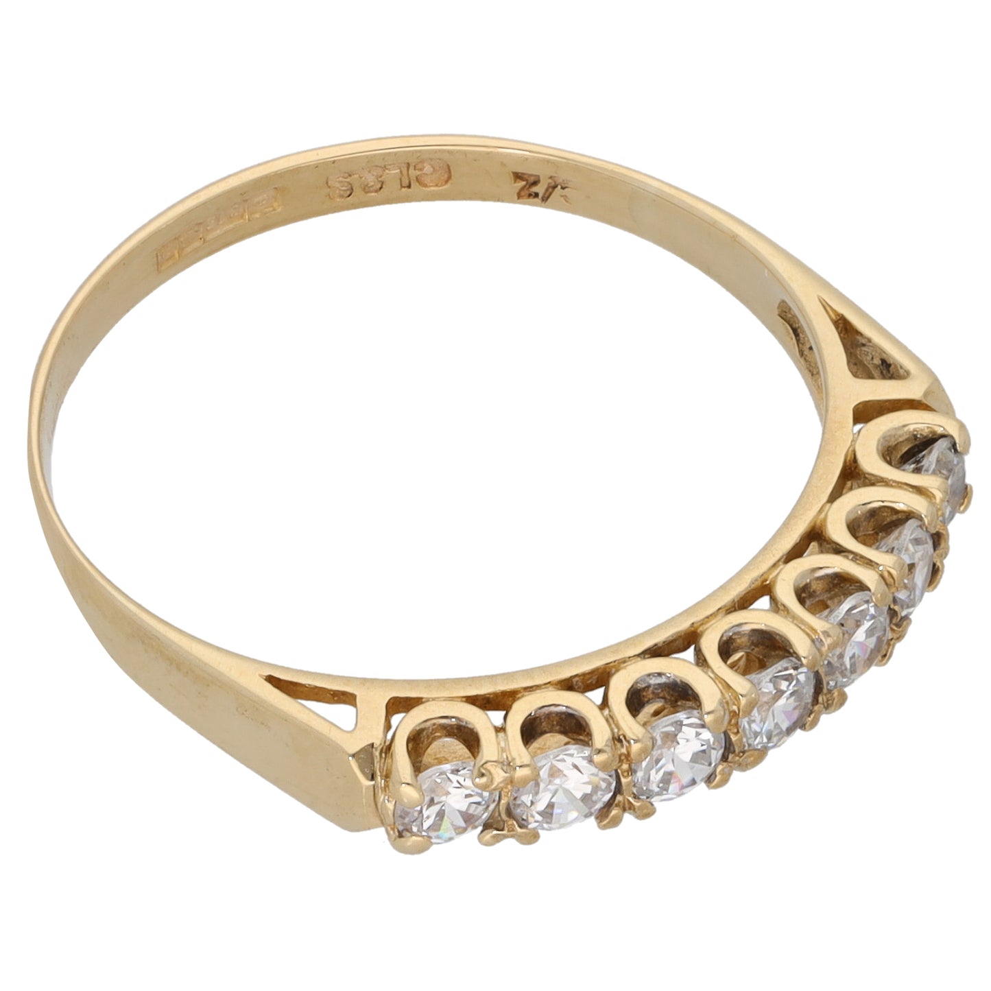 9ct Gold Cubic Zirconia Half Eternity Ring Size S