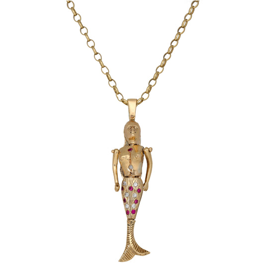 9ct Gold Imitation Mermaid Pendant With Chain