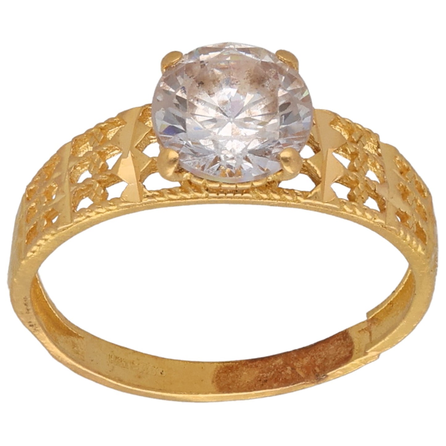 22ct Gold Cubic Zirconia Single Stone Ring Size L