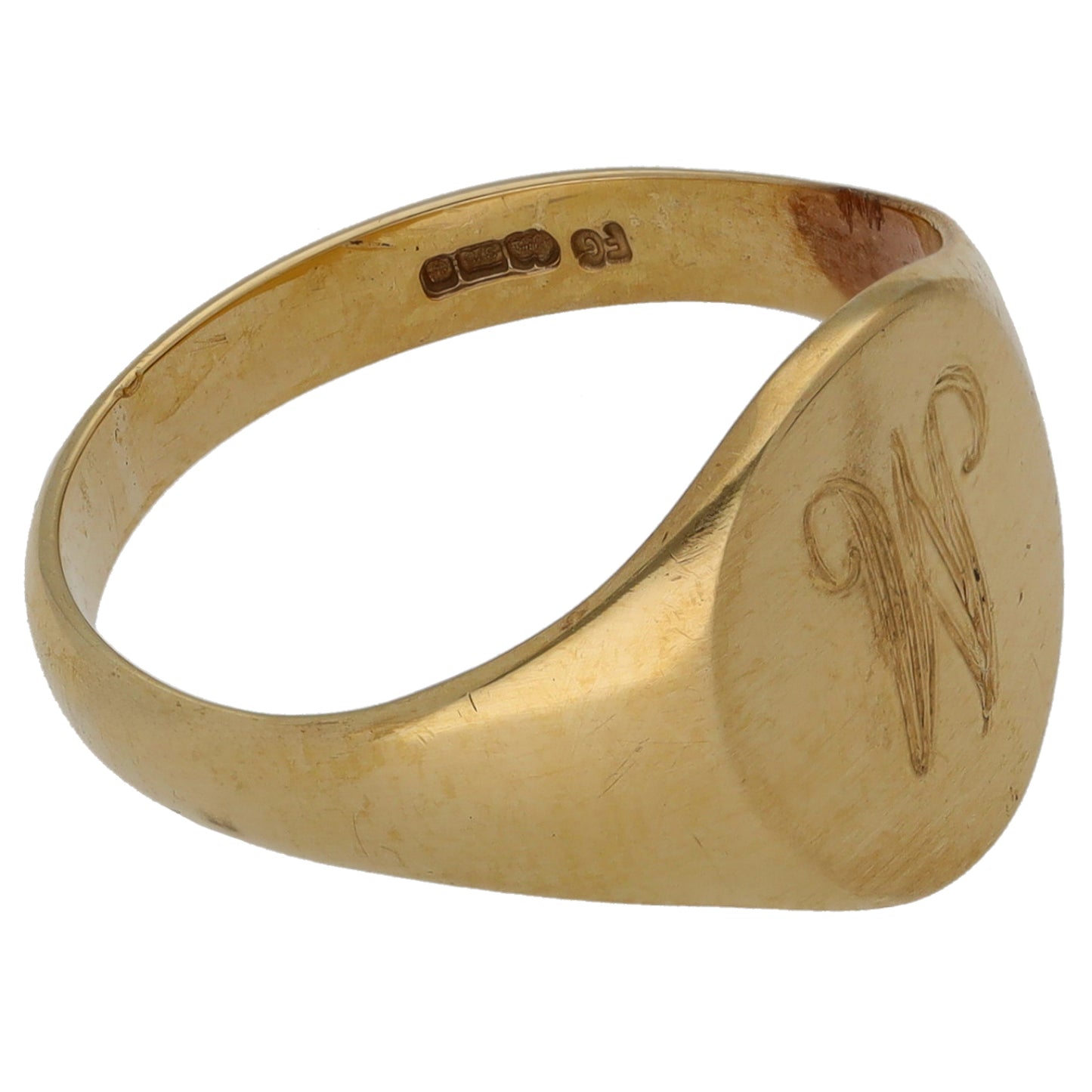 9ct Gold Initial 'M' Signet Ring Size M