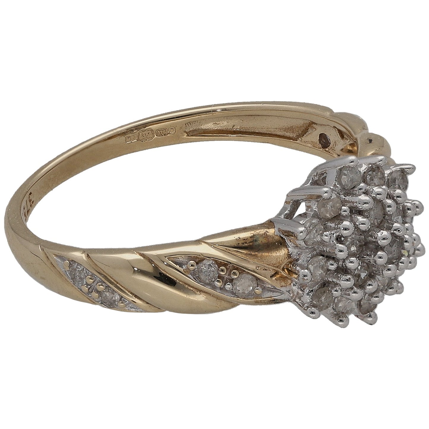 9ct Gold 0.25ct Diamond Cluster Ring Size M