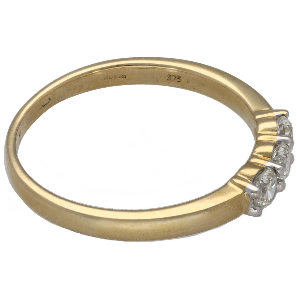 9ct Gold 0.45ct Diamond Trilogy Ring Size U