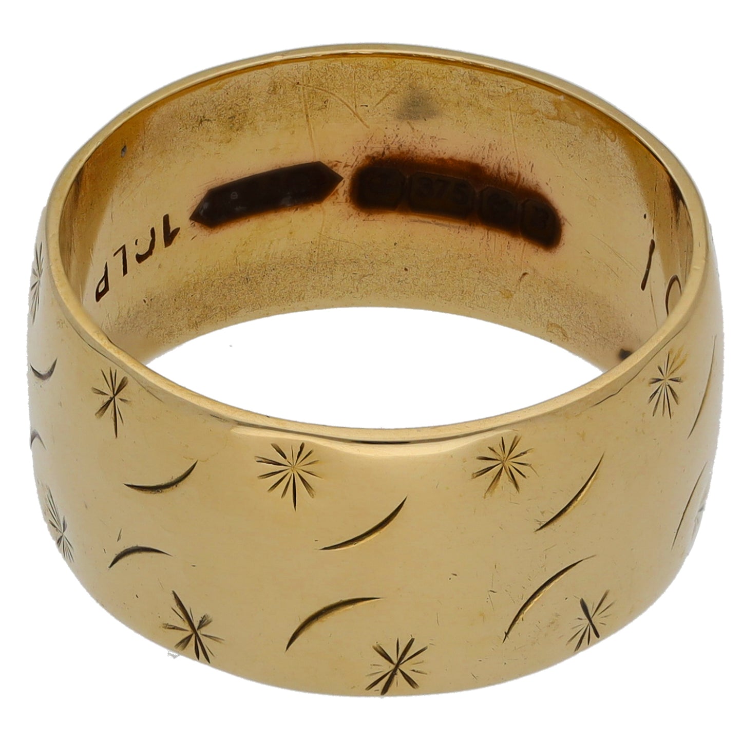 9ct Gold Patterned Wedding Ring Size N