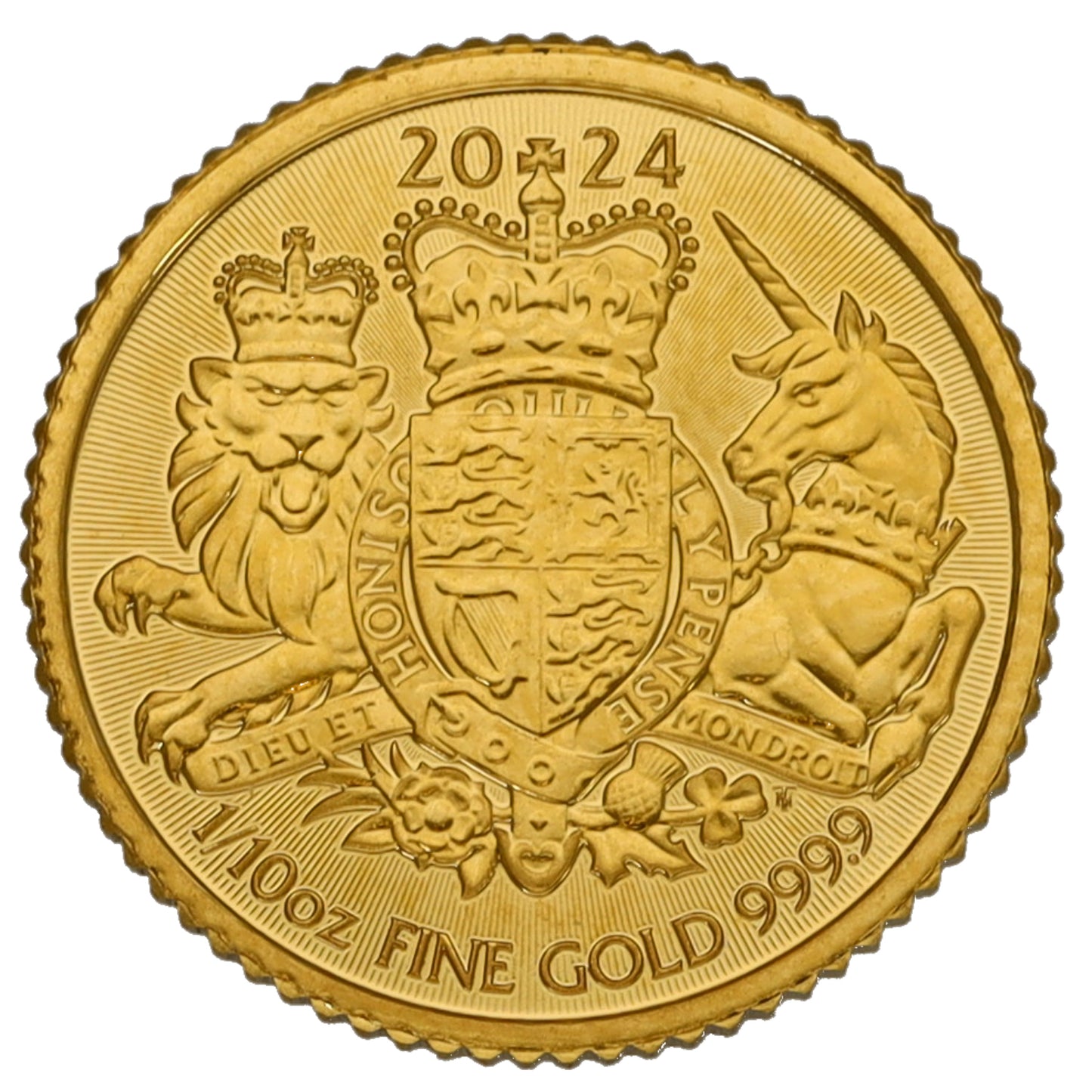 24ct Gold Royal Coat Of Arms 1/10 OZ Coin 2024