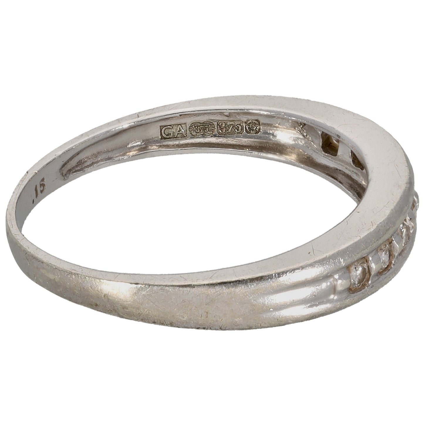 9ct White Gold 0.15ct Diamond Half Eternity Ring Size N