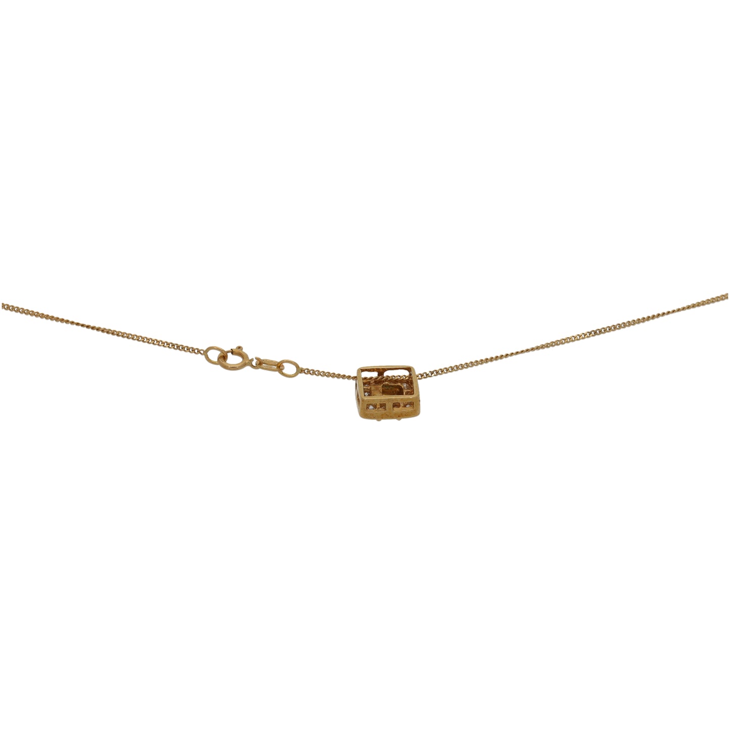 18ct Gold Emerald & 0.24ct Diamond Dress/Cocktail Pendant With Chain