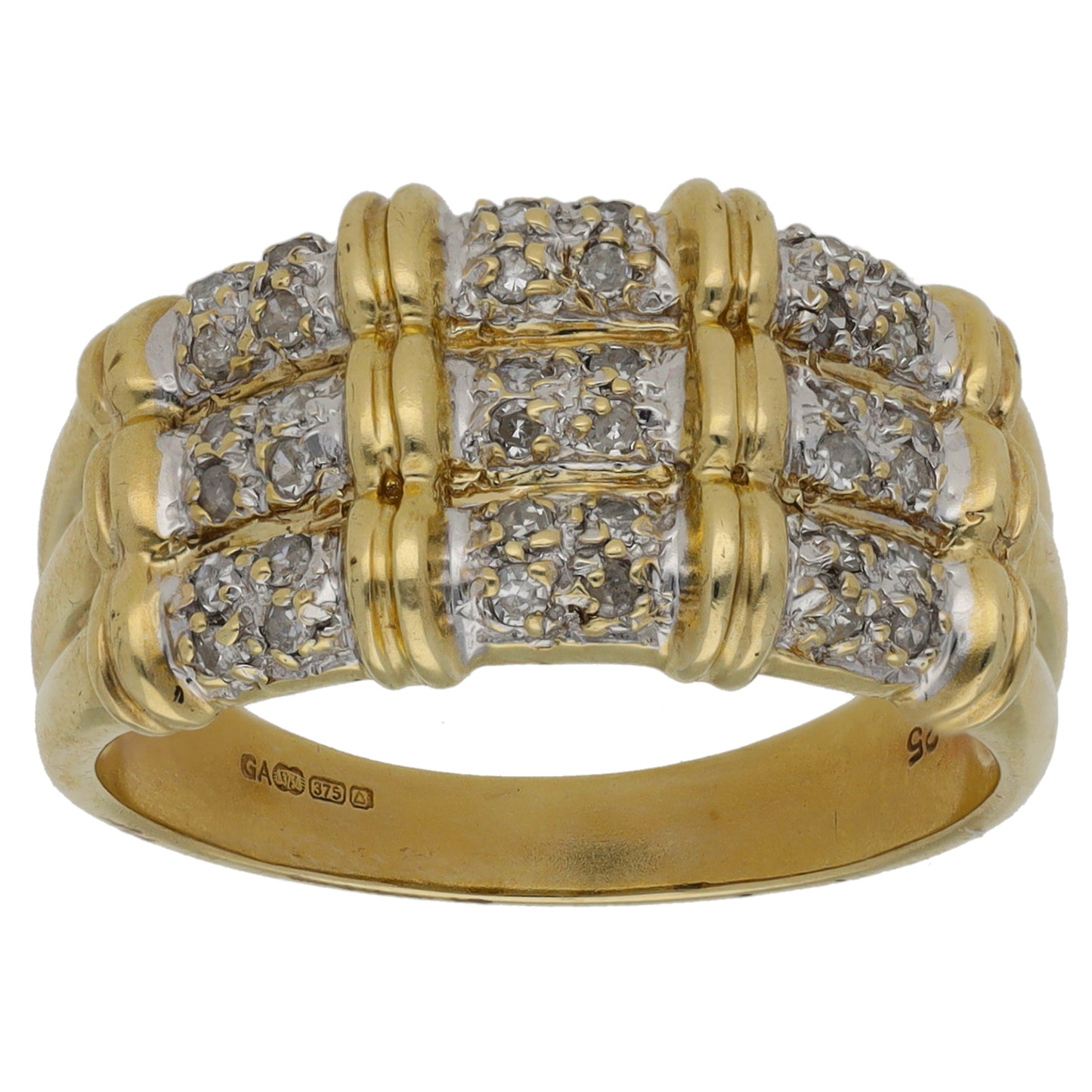 9ct Gold 0.25ct Diamond Dress/Cocktail Ring Size P