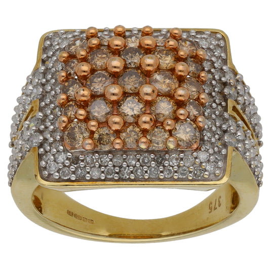 9ct Gold 1.67ct Diamond Dress/Cocktail Ring Size O