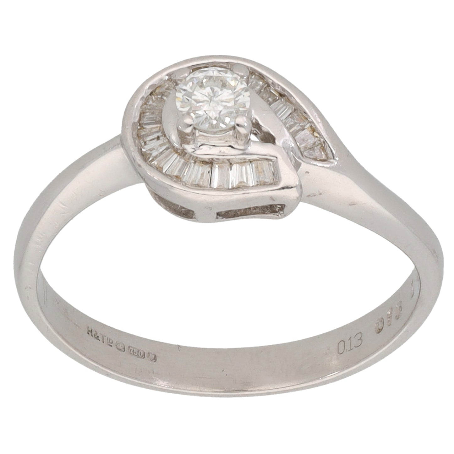 18ct Gold 0.235ct Diamond Solitaire Ring With Accent Stones Size M