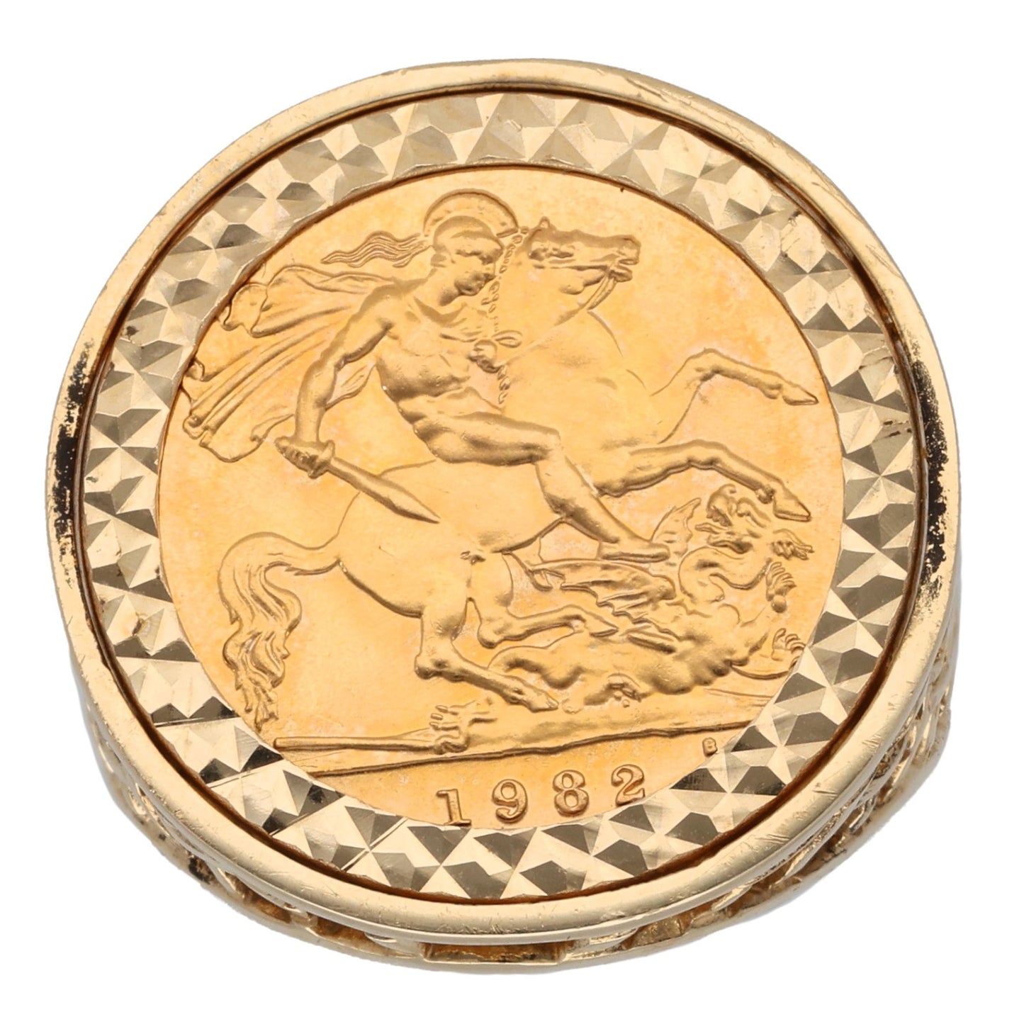 9ct Gold Half Sovereign Coin Ring Size R