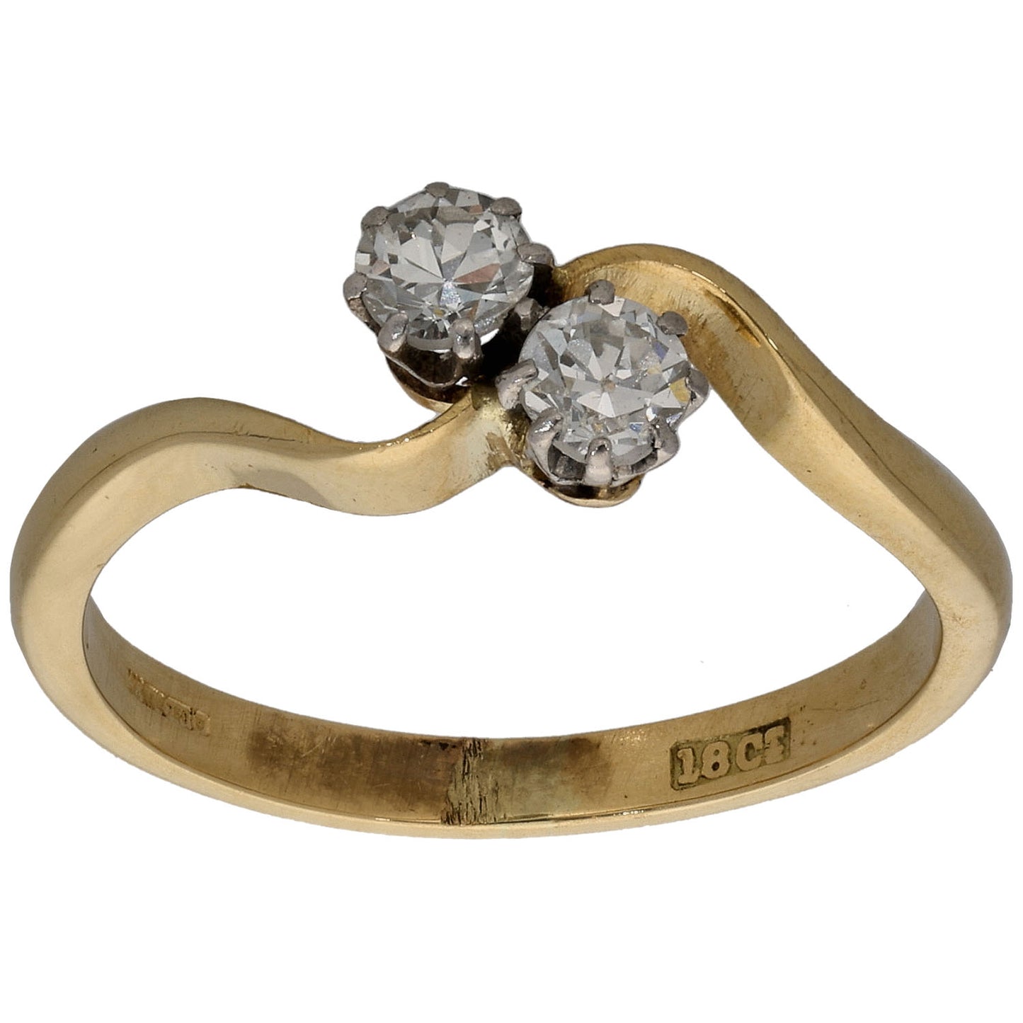 18ct Gold 0.40ct Diamond Two Stone Ring Size M