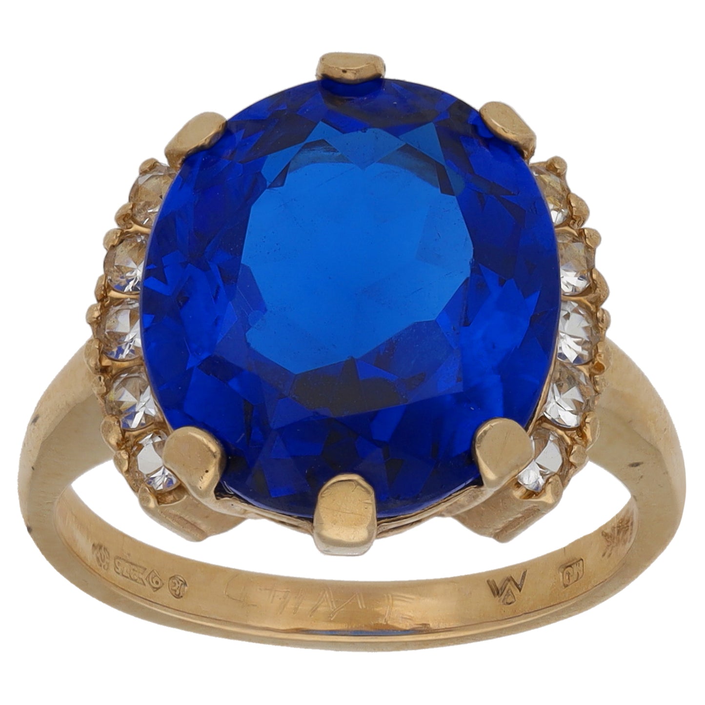 9ct Gold Imitation Gems Dress/Cocktail Ring Size M