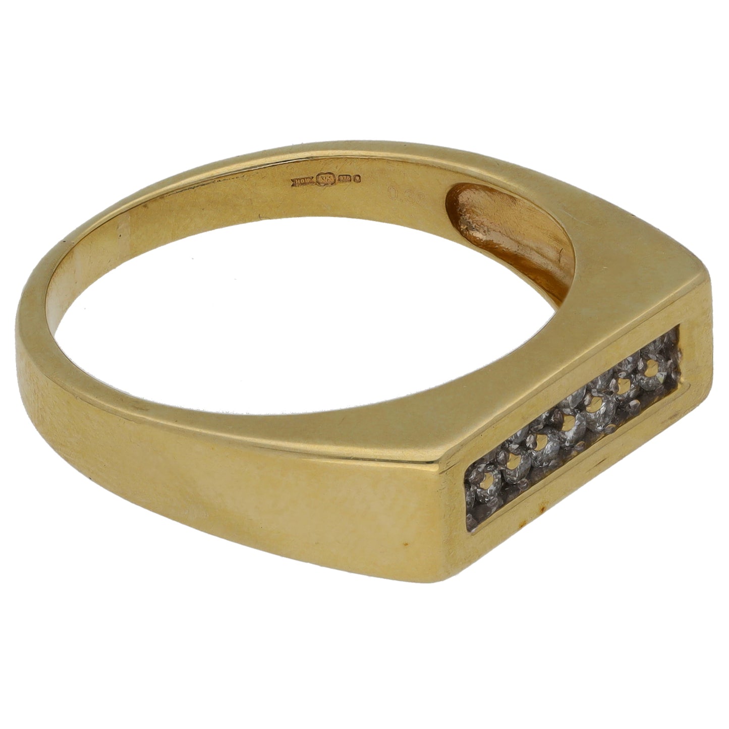 9ct Gold 0.32ct Diamond Signet Ring Size Y