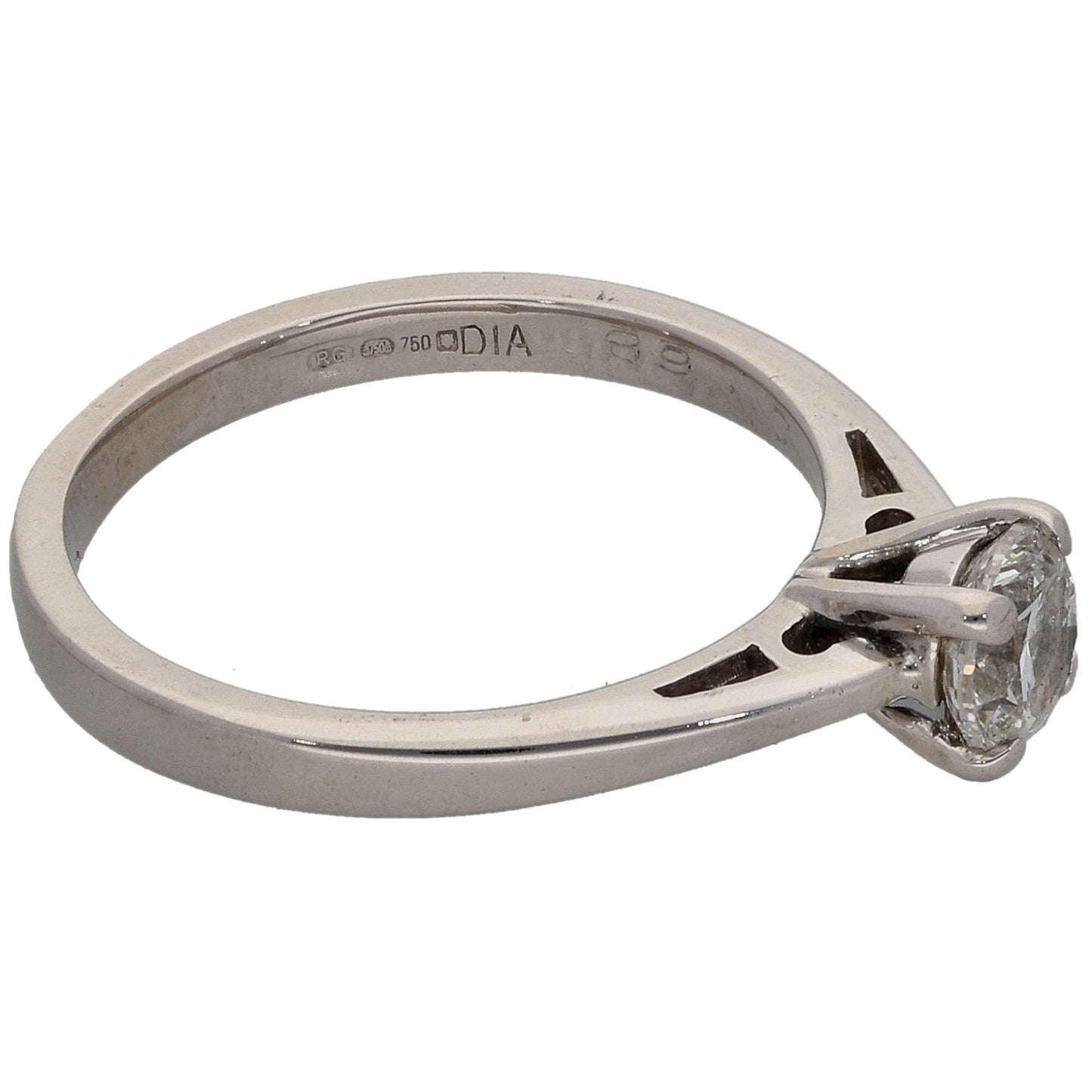18ct White Gold 0.68ct Diamond Solitaire Ring Size M