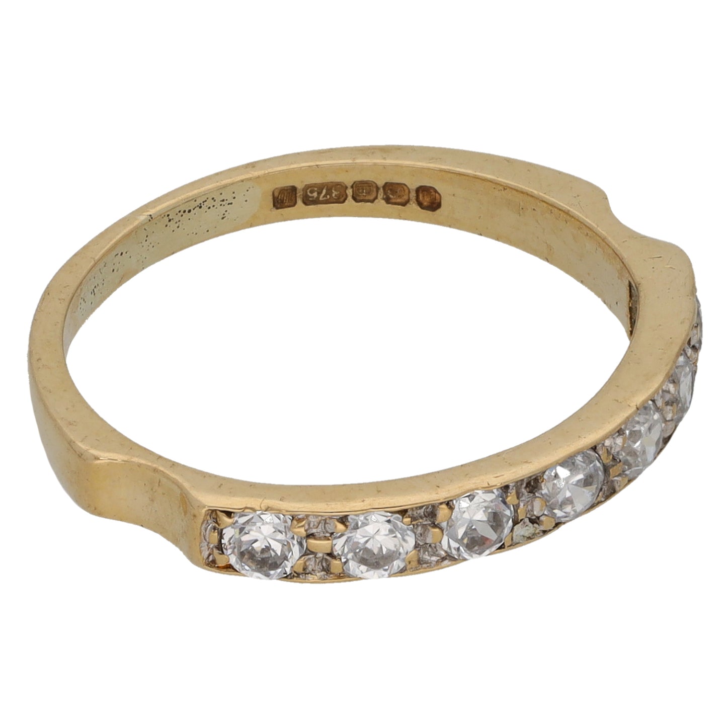 9ct Gold Cubic Zirconia Half Eternity Ring Size N