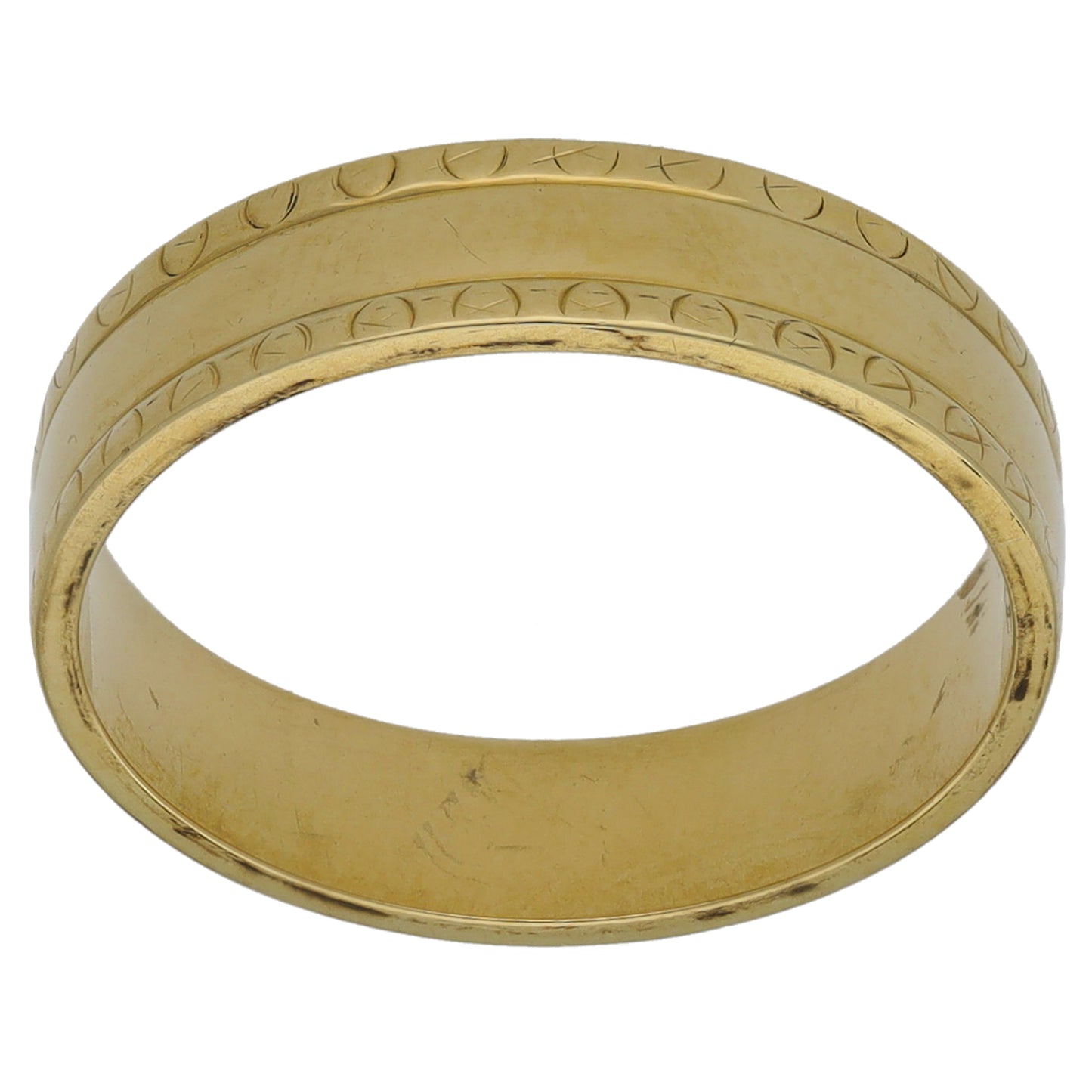9ct Gold Patterned Wedding Ring Size N