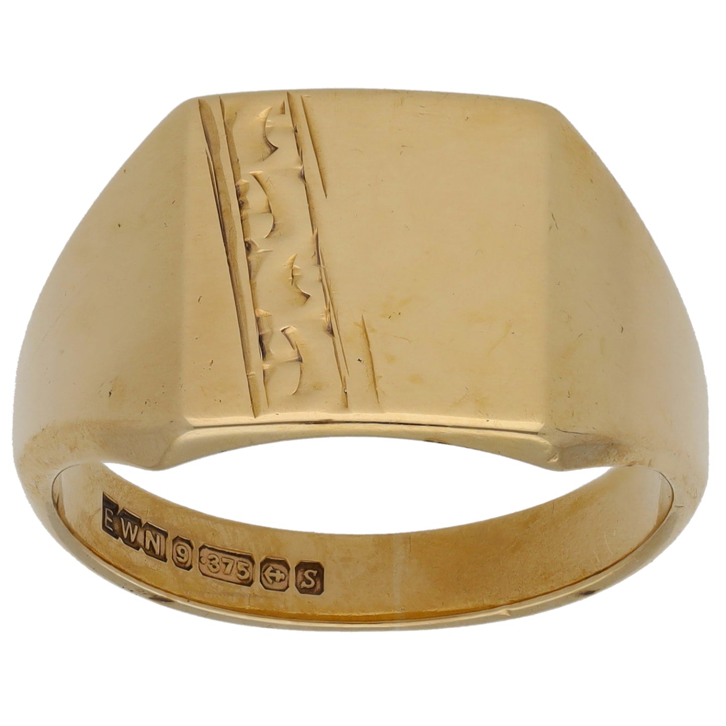 9ct Gold Patterned Signet Ring Size R