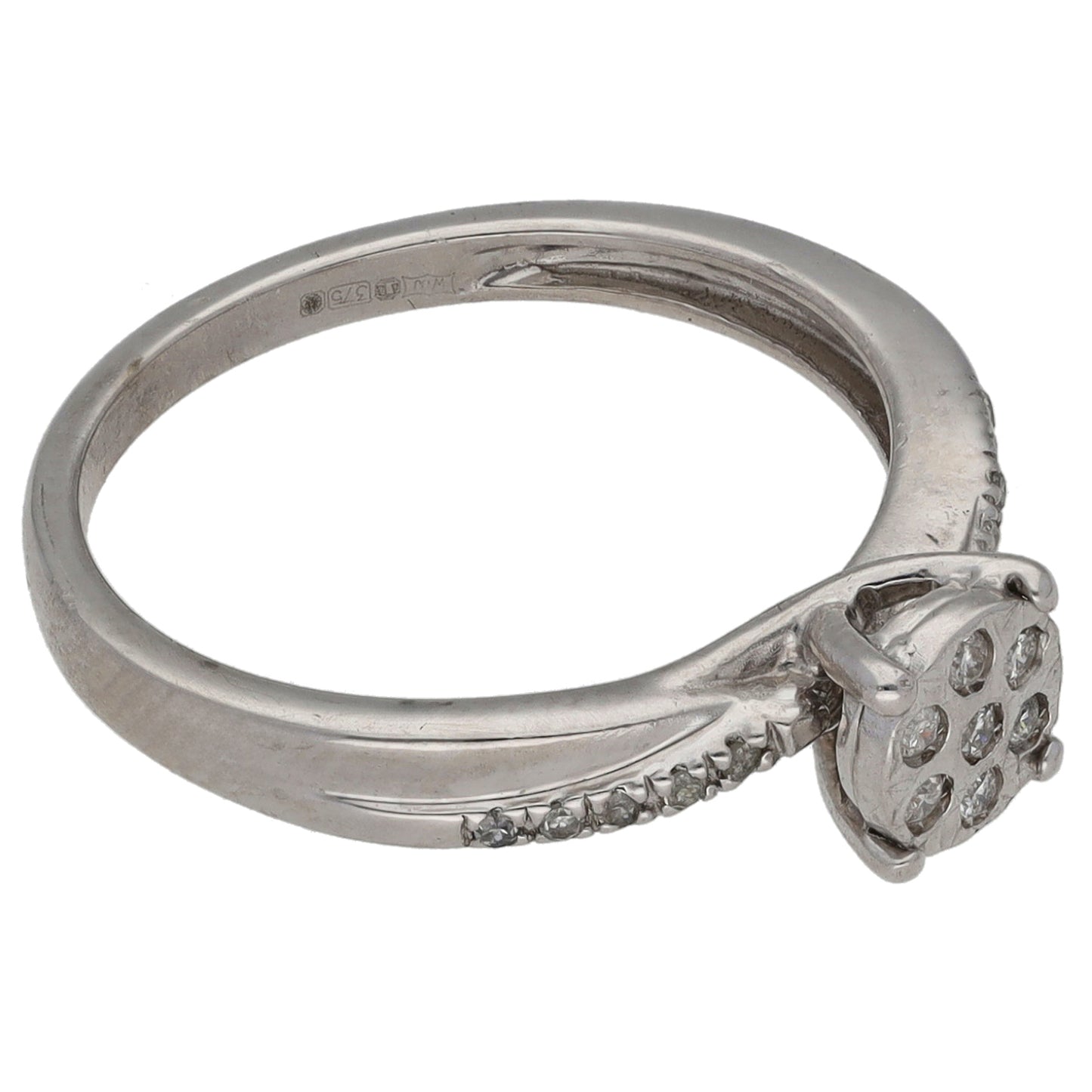 9ct White Gold 0.08ct Diamond Dress/Cocktail Ring Size J