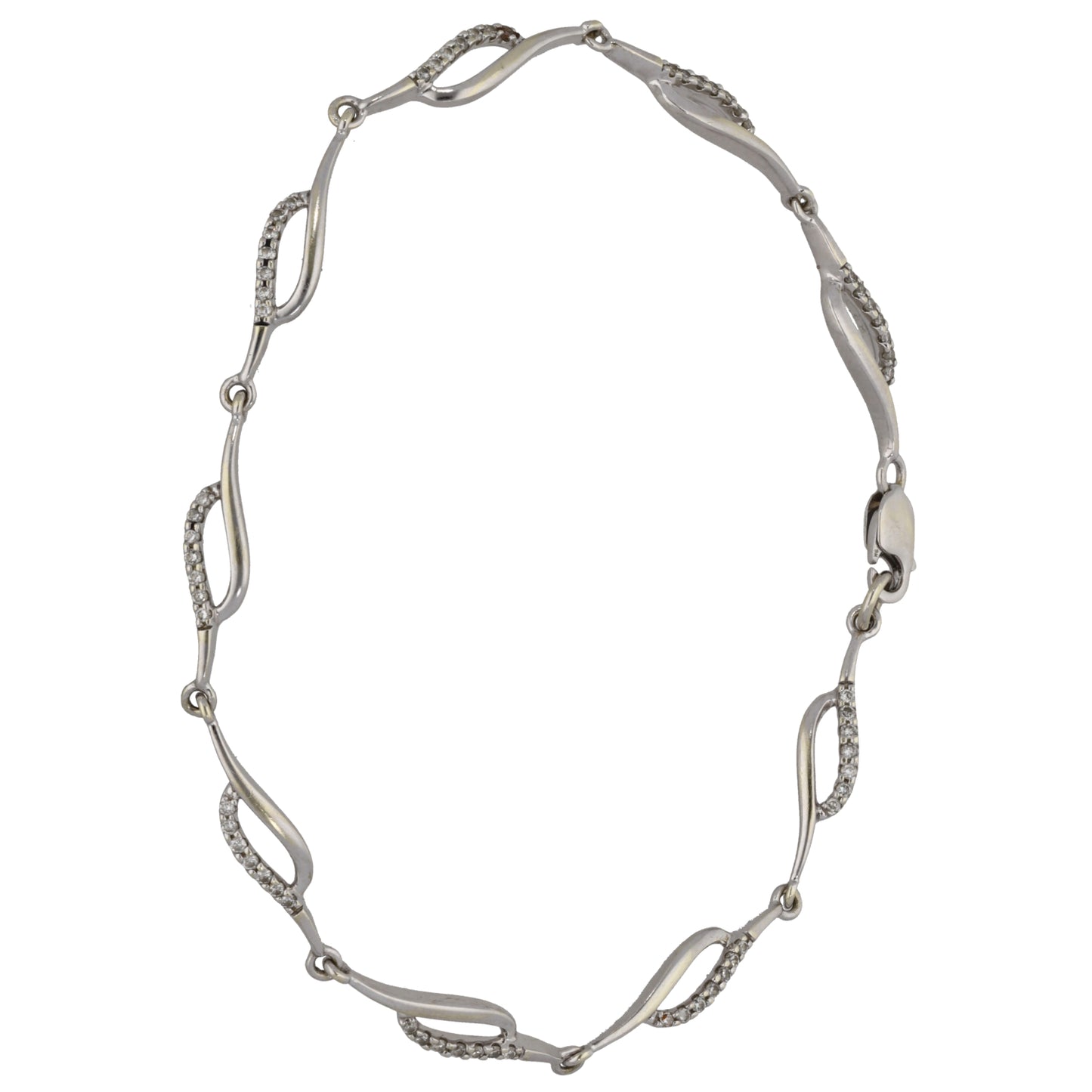 9ct White Gold 0.31ct Diamond Fancy Stone Set Bracelet