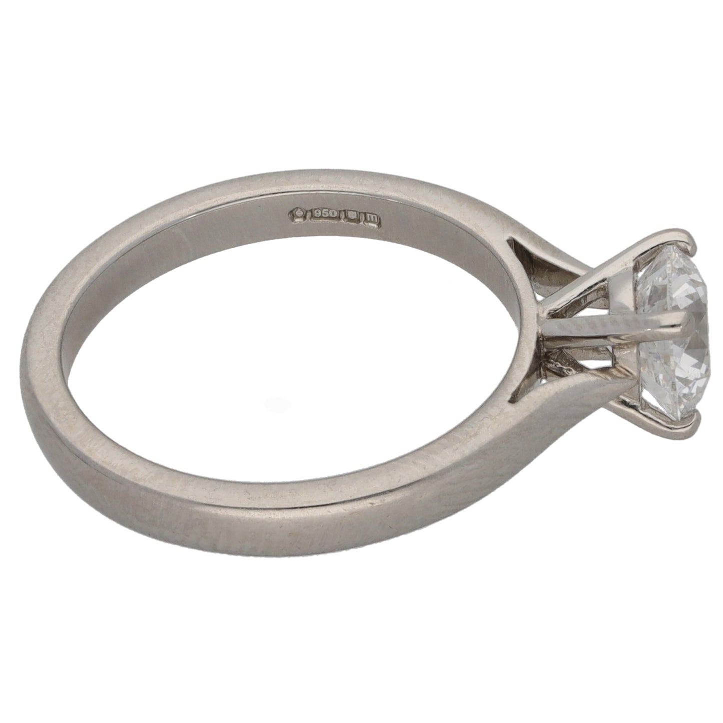 Platinum 0.95ct Diamond Solitaire Ring Size K