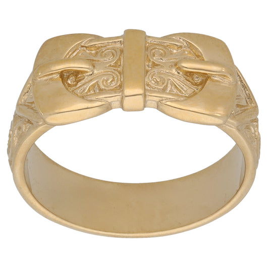 New 9ct Gold Double Buckle Ring Size T-Y