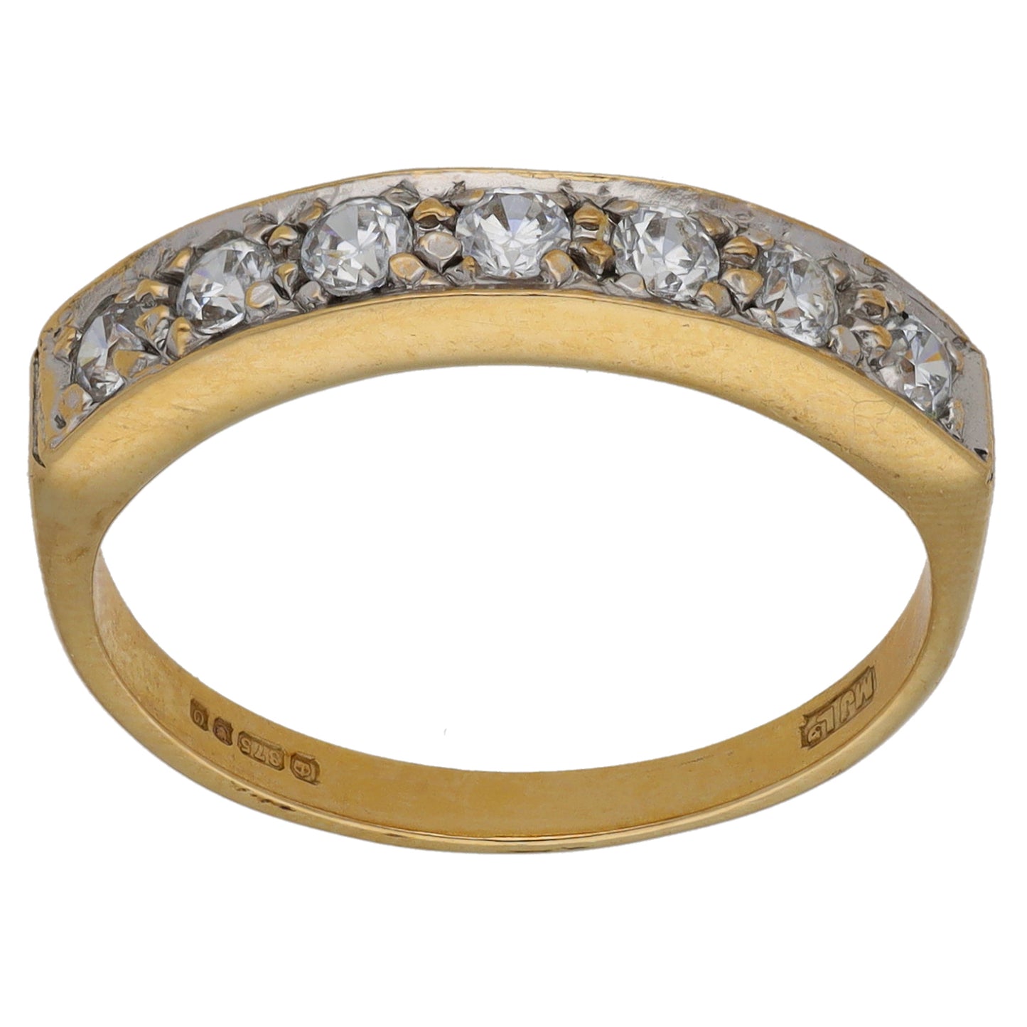 9ct Gold Cubic Zirconia Half Eternity Ring Size Q