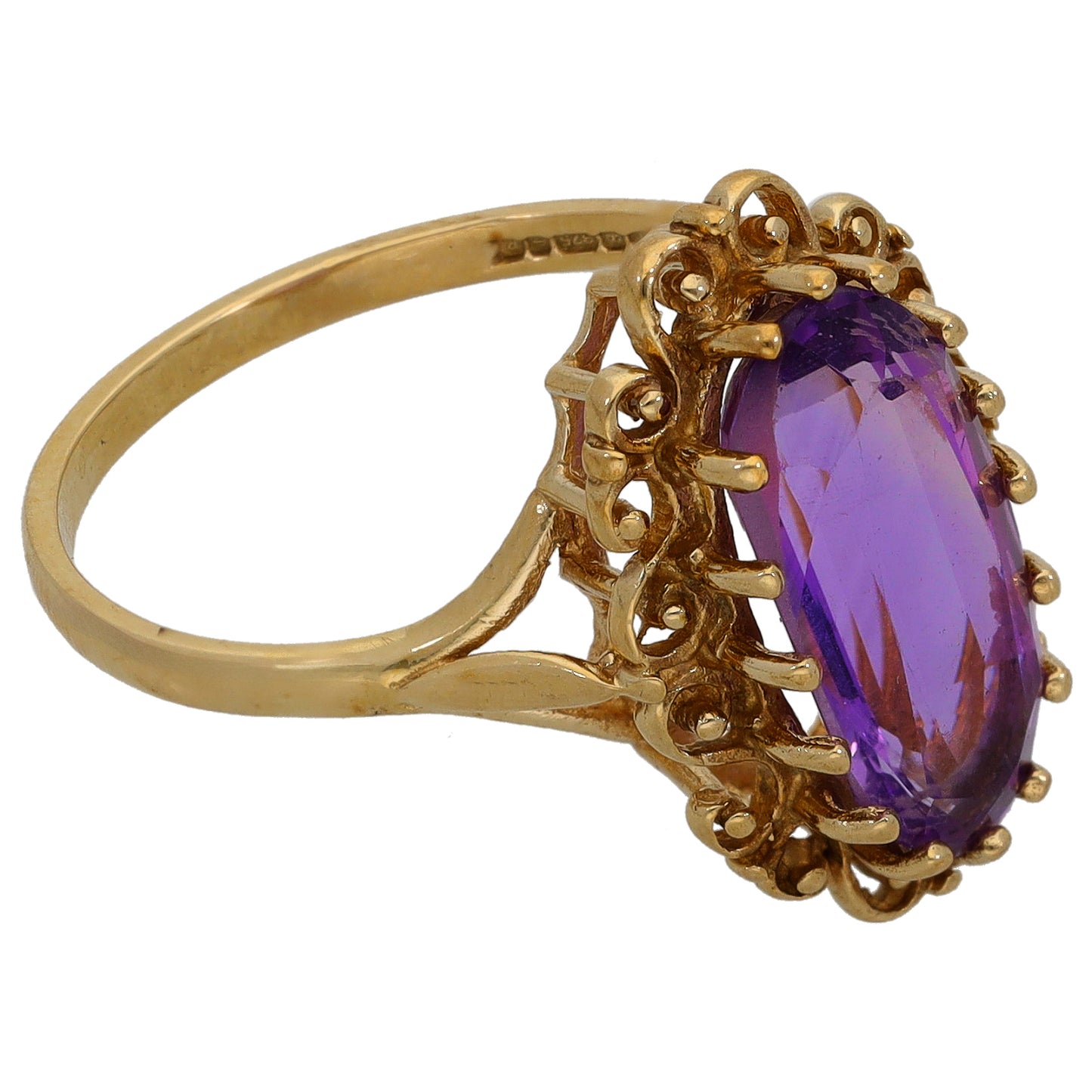 9ct Gold Amethyst Single Stone Ring Size P