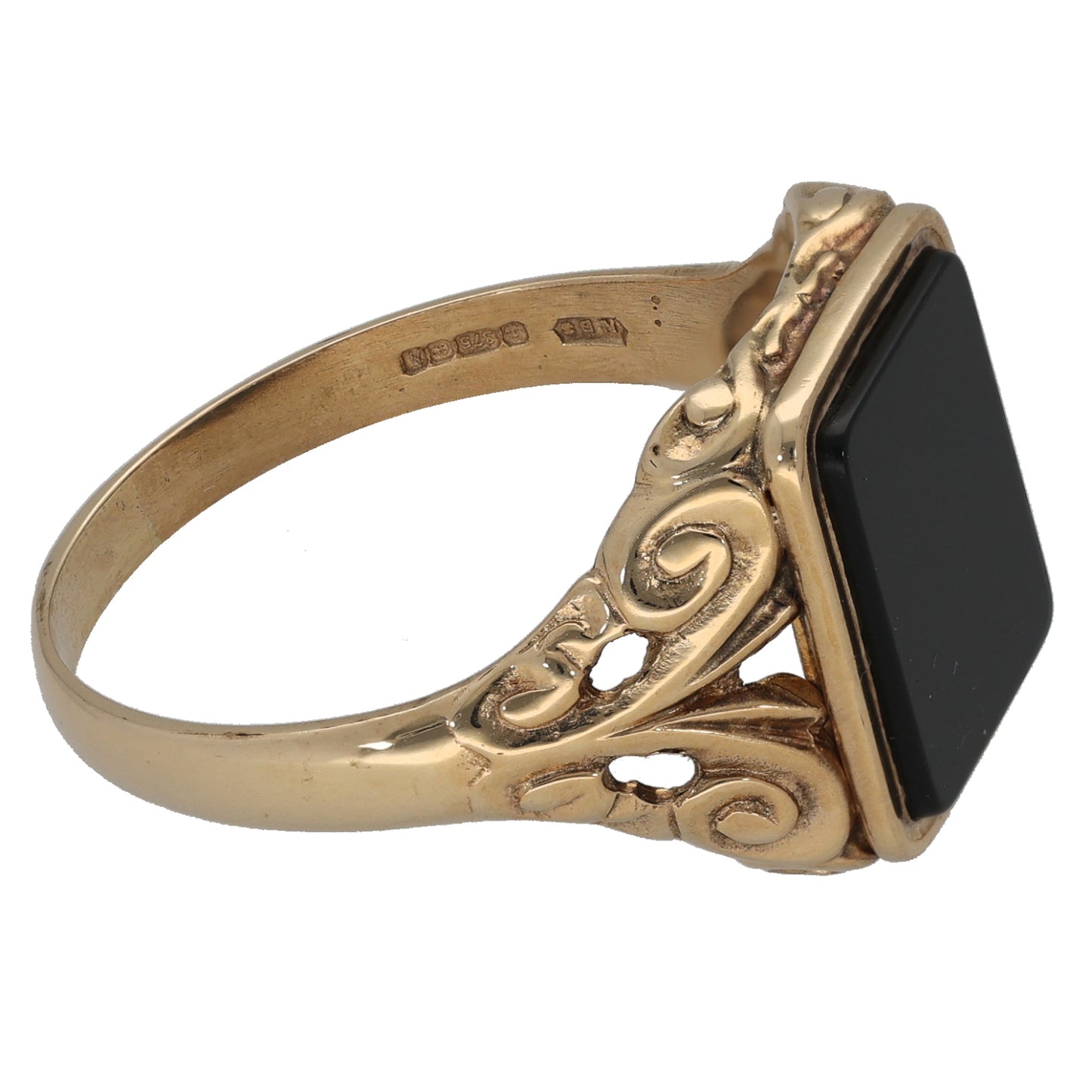 9ct Gold Onyx Single Stone Signet Ring Size V