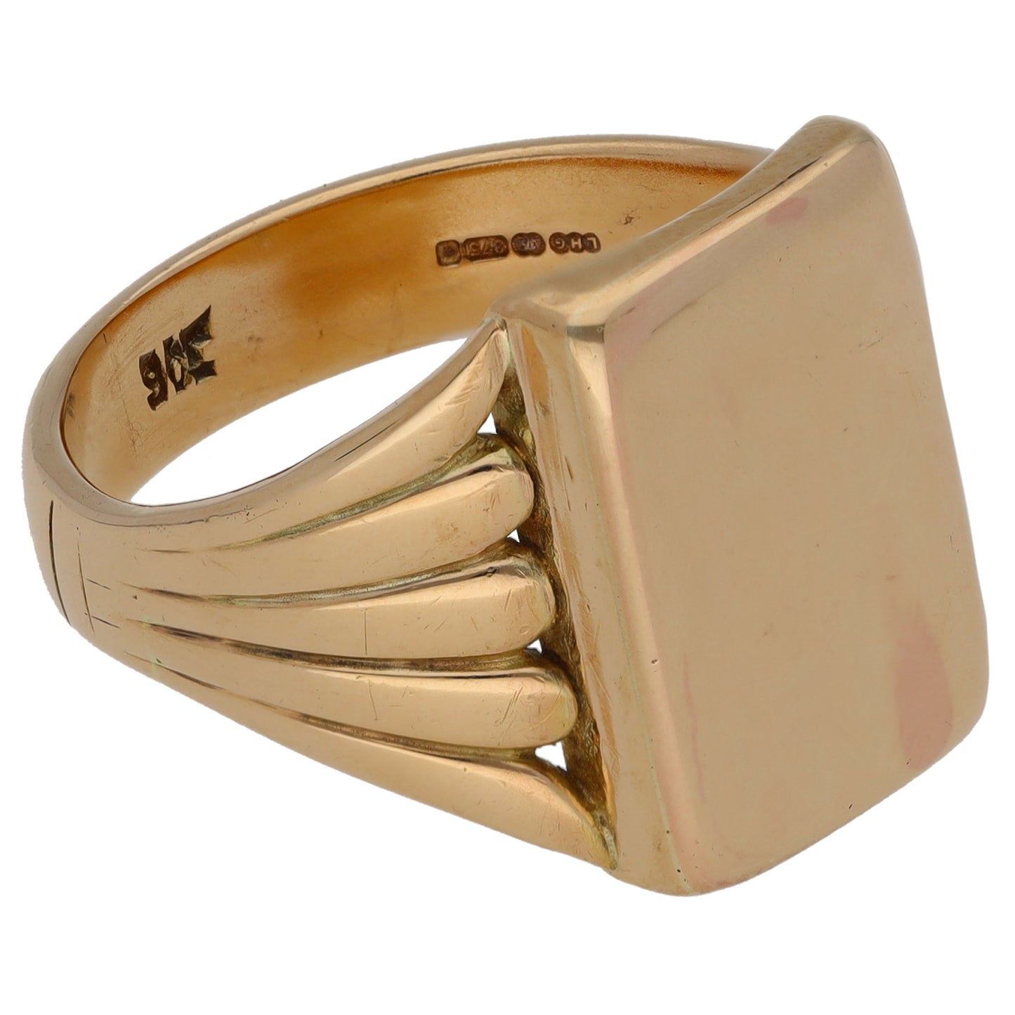 9ct Gold Patterned Signet Ring Size U