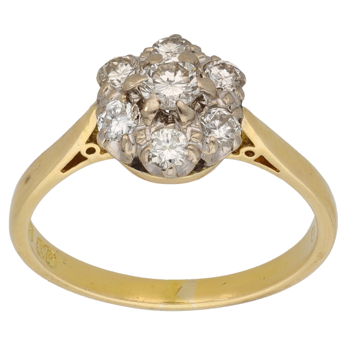 18ct Gold 0.56ct Diamond Cluster Ring Size Q