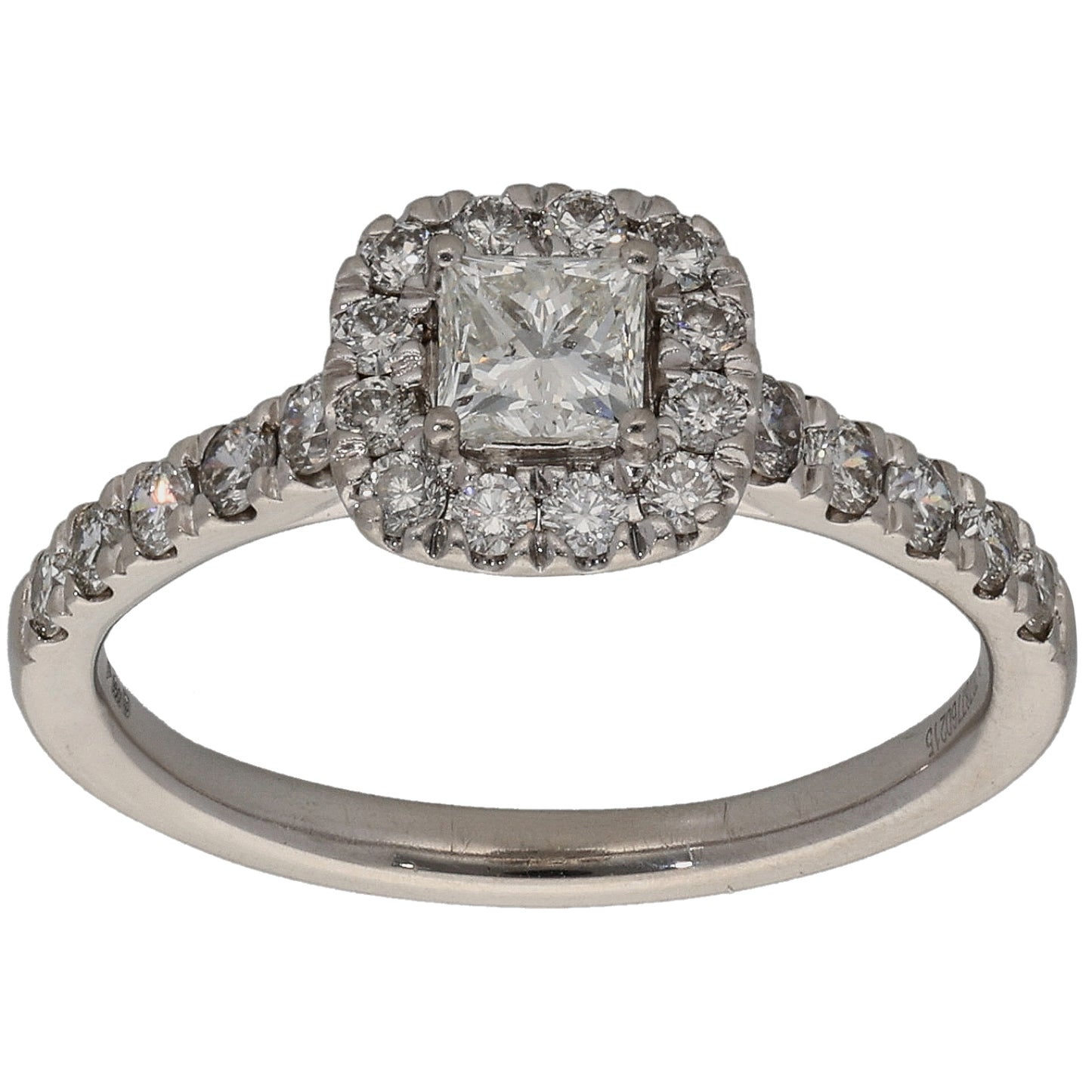 Platinum 1.00ct Diamond Halo Ring Size O
