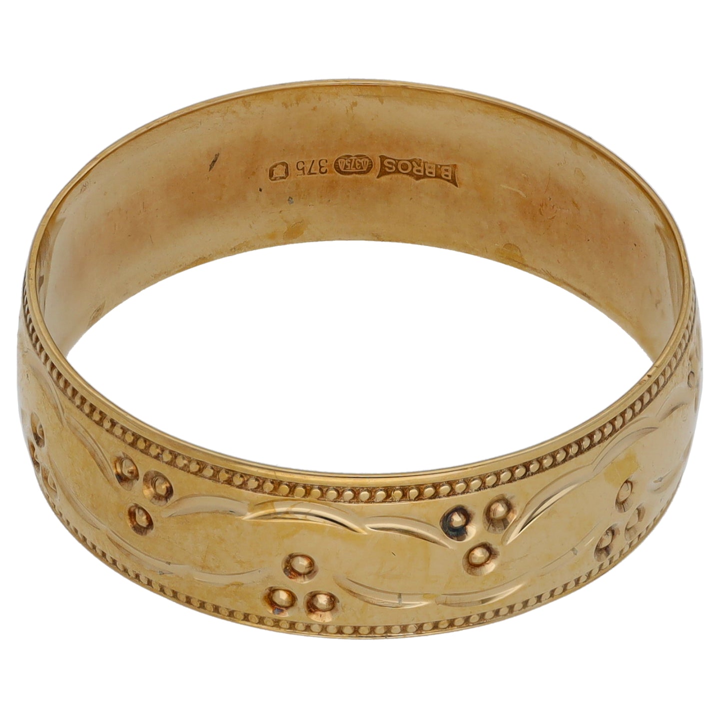 9ct Gold Patterned Wedding Ring Size X